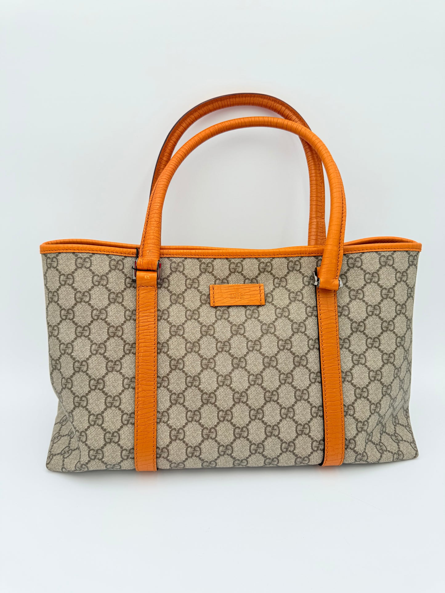 Handbag Luxury Designer By Gucci In Brown & Orange, Size:Medium