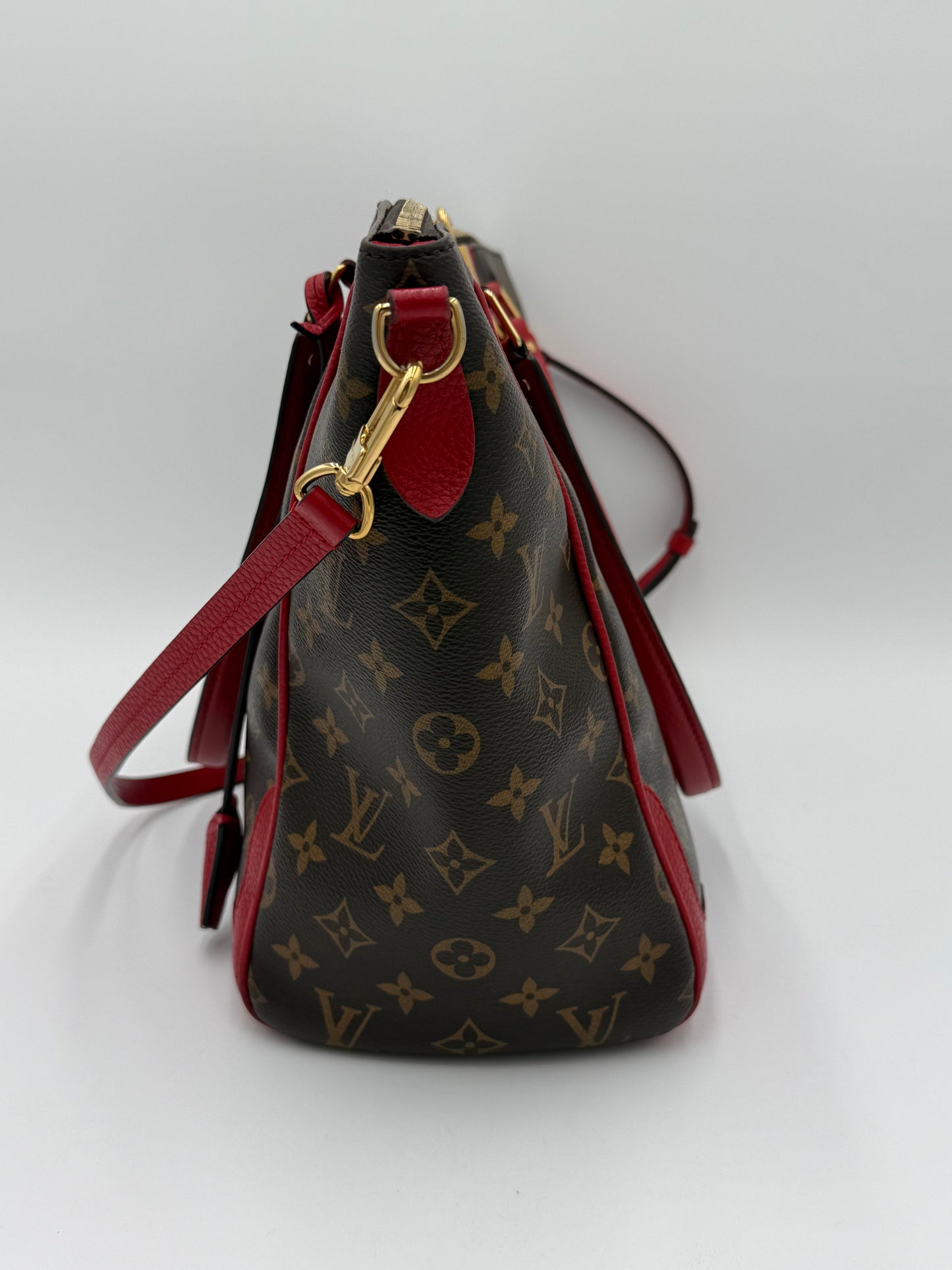Handbag Luxury Designer By Louis Vuitton In Brown & Red, Size:Large