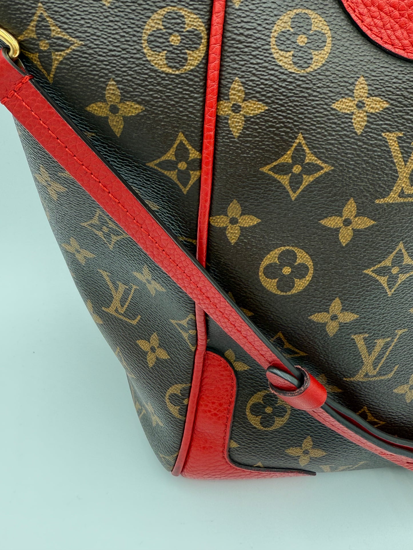Handbag Luxury Designer By Louis Vuitton In Brown & Red, Size:Large