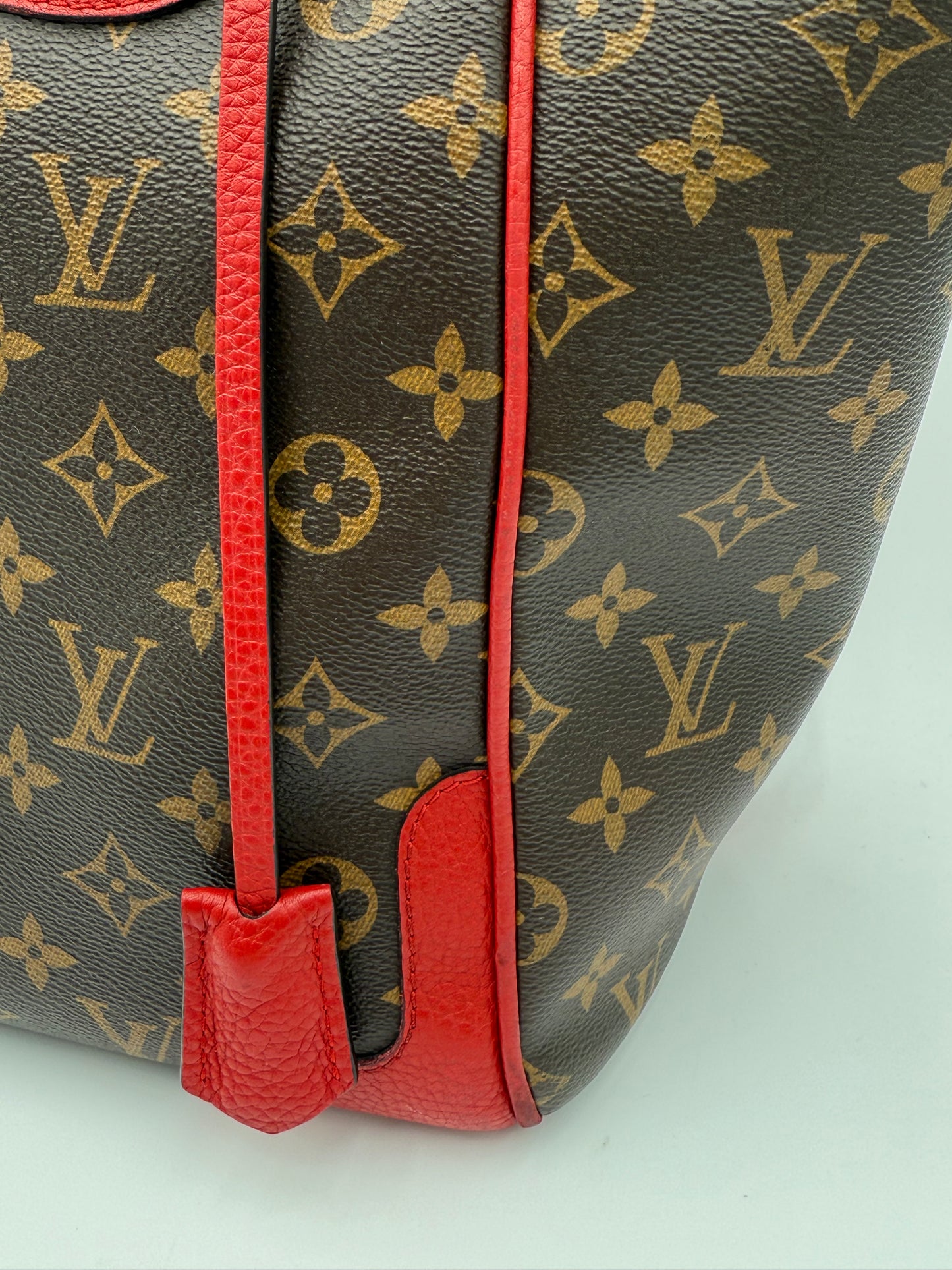Handbag Luxury Designer By Louis Vuitton In Brown & Red, Size:Large