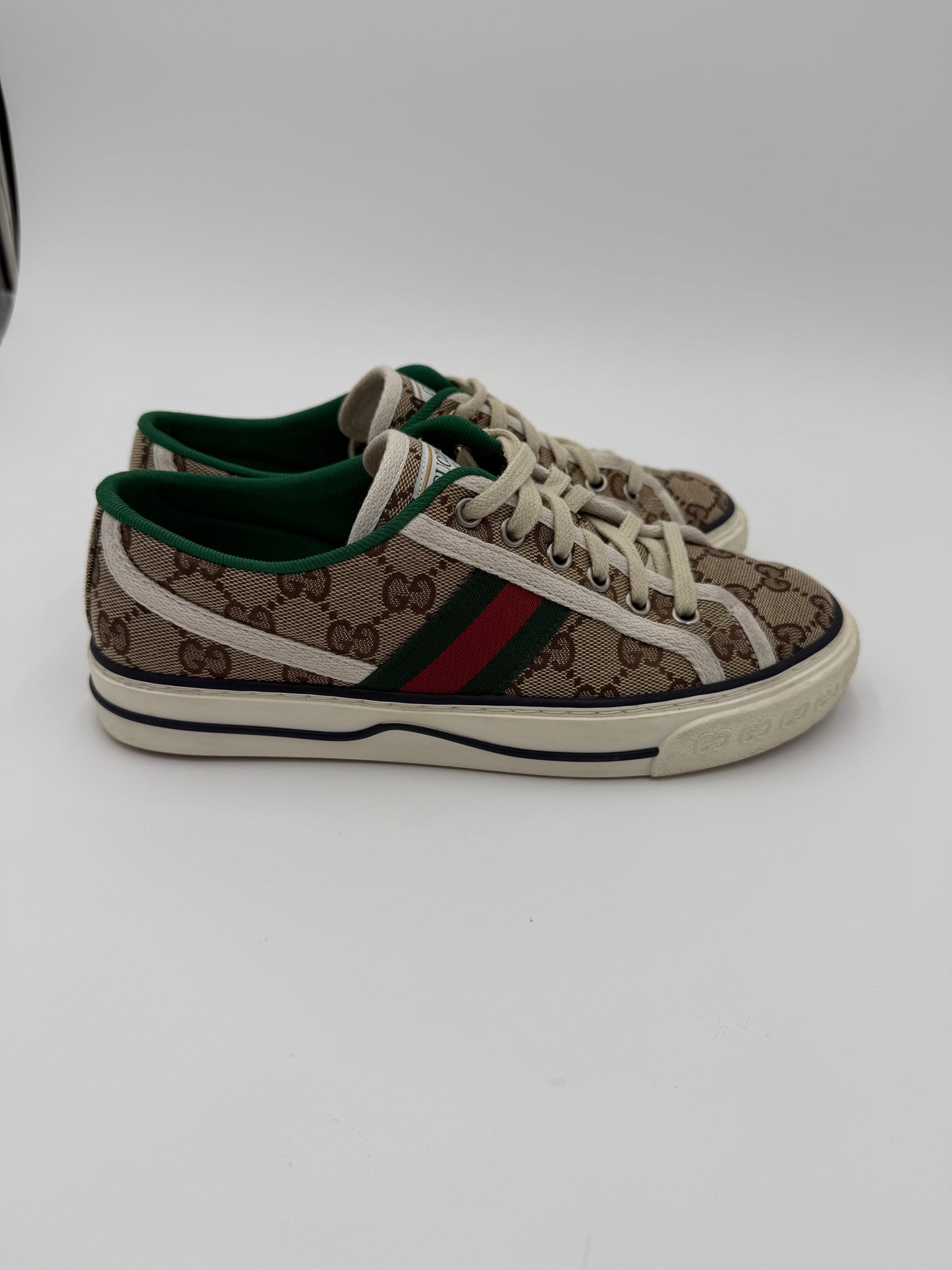 Shoes Luxury Designer By Gucci In Brown, Size:7.5