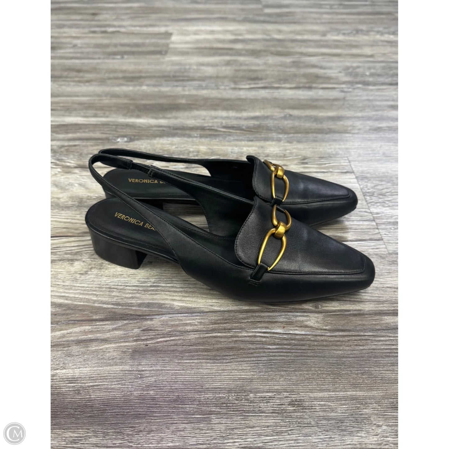 Shoes Designer By Veronica Beard In Black & Gold, Size: 8