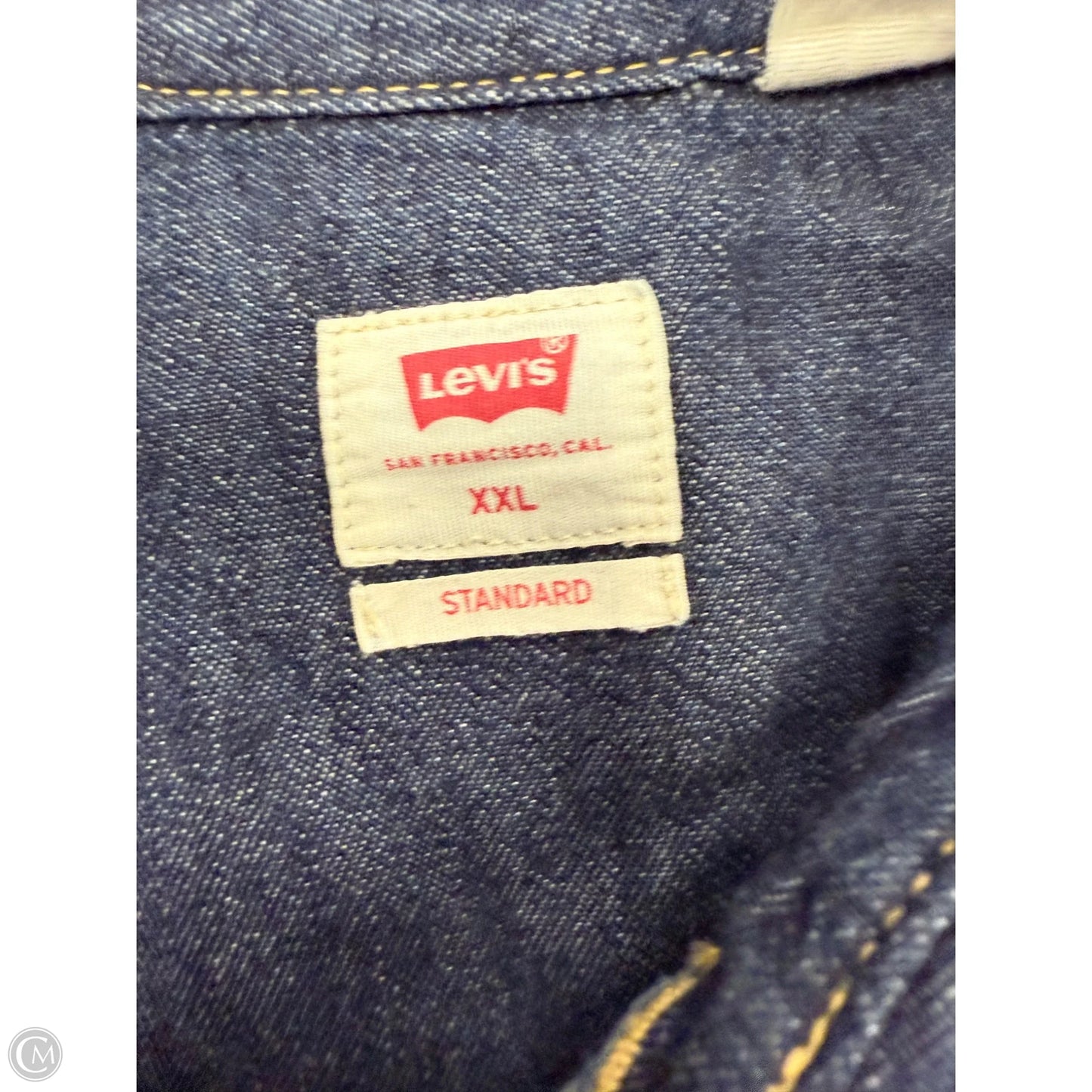Top Long Sleeve By Levis In Blue Denim, Size: Xxl
