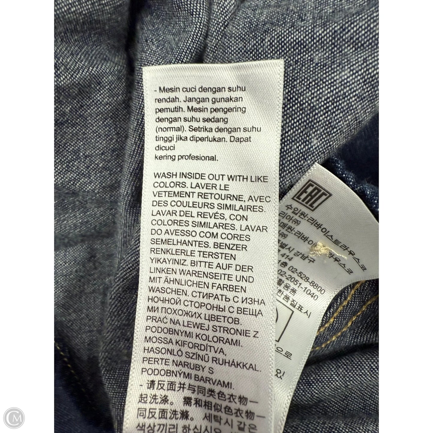 Top Long Sleeve By Levis In Blue Denim, Size: Xxl