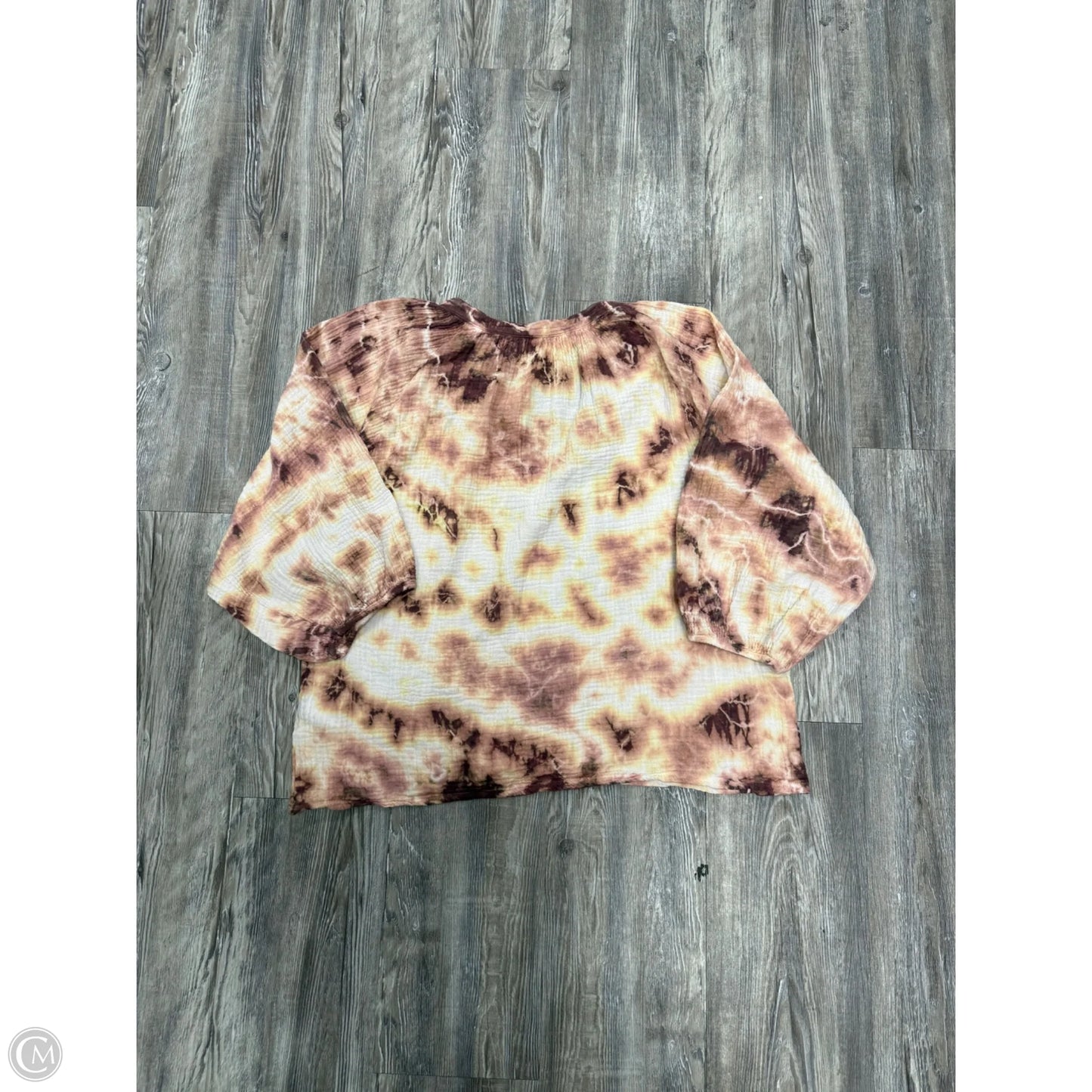Top 3/4 Sleeve By Nation In Tie Dye Print, Size: L