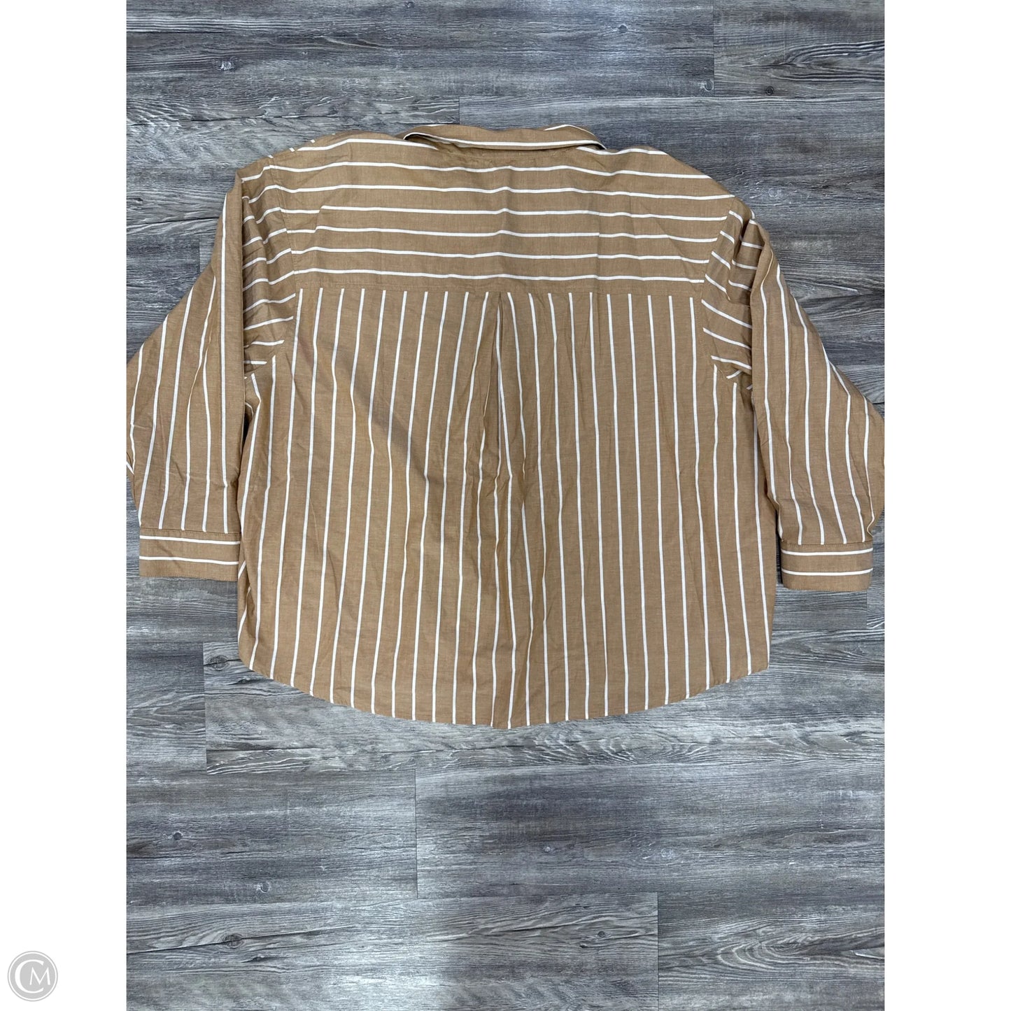 Top Long Sleeve By Maurices In Tan & White, Size: 3x