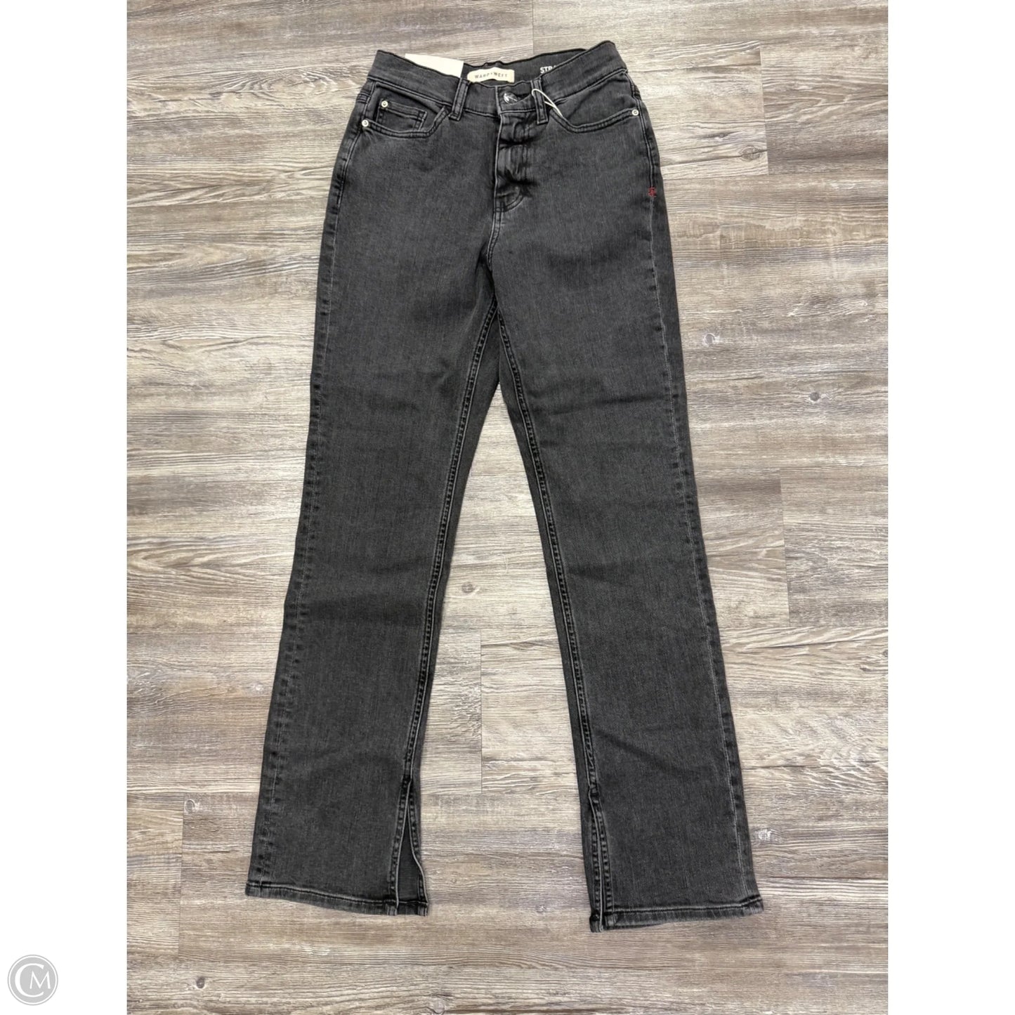 Jeans Straight By Warp+Weft In Black Denim, Size: 0