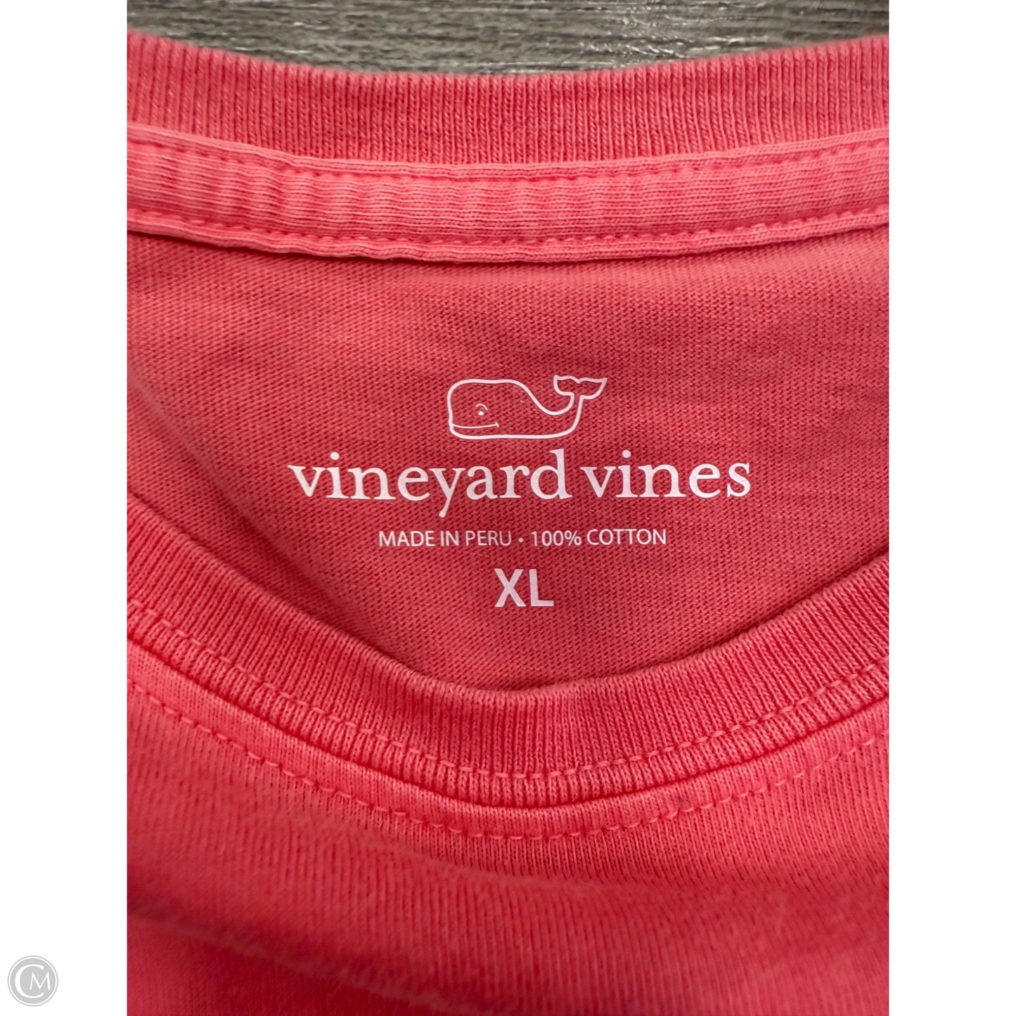 Top Short Sleeve By Vineyard Vines In Pink & White, Size: Xl