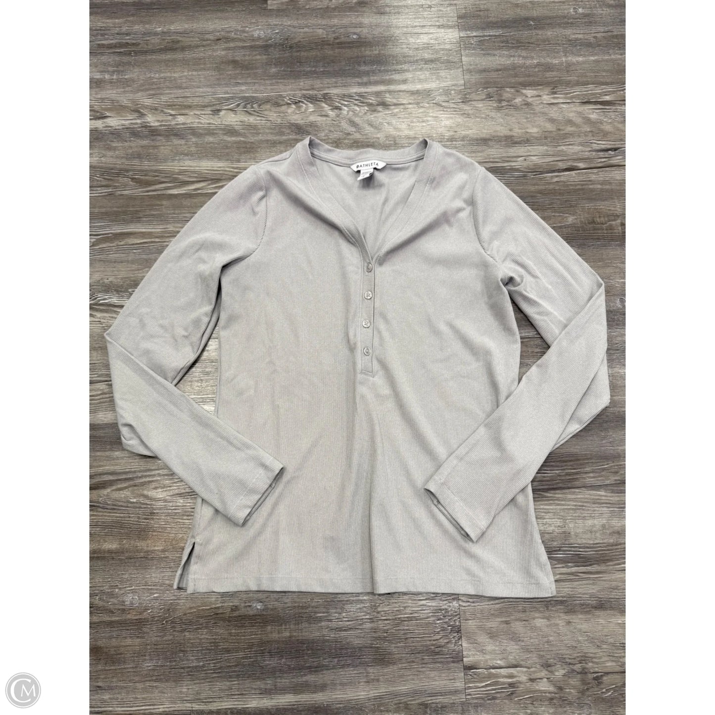 Athletic Top Long Sleeve Crewneck By Athleta In Grey, Size: L