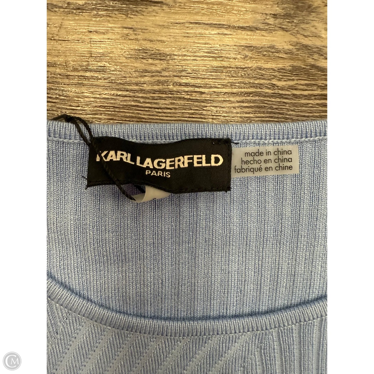 Top Long Sleeve Designer By Karl Lagerfeld In Blue, Size: S