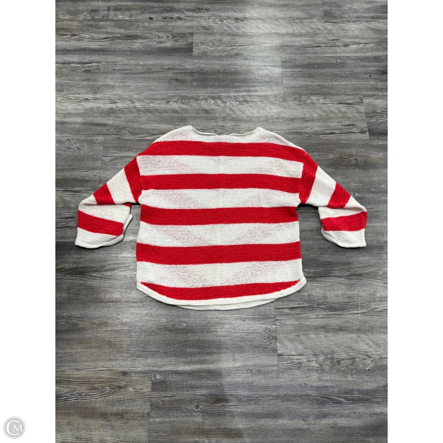 Sweater By Chicos In Red & White, Size: Xl