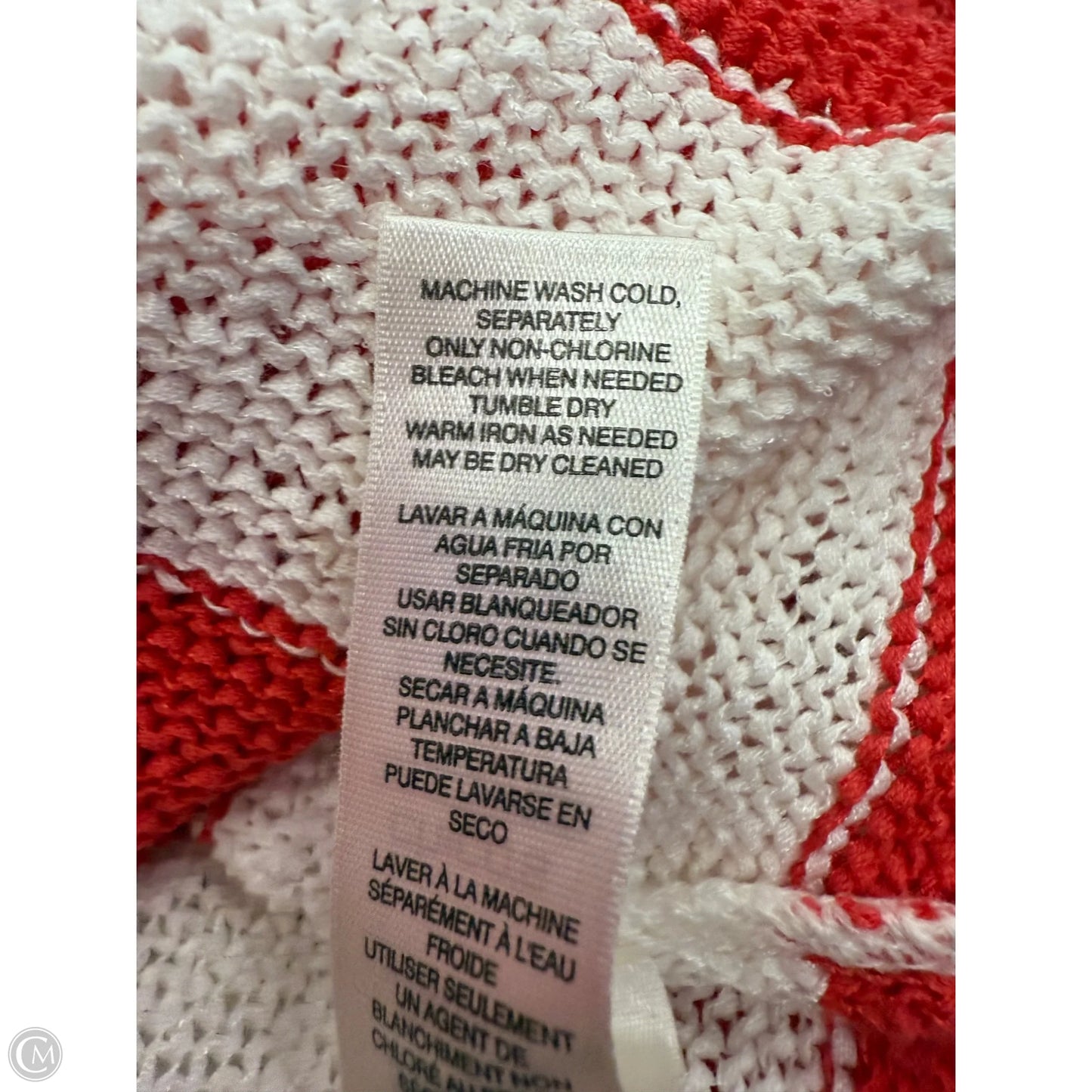 Sweater By Chicos In Red & White, Size: Xl