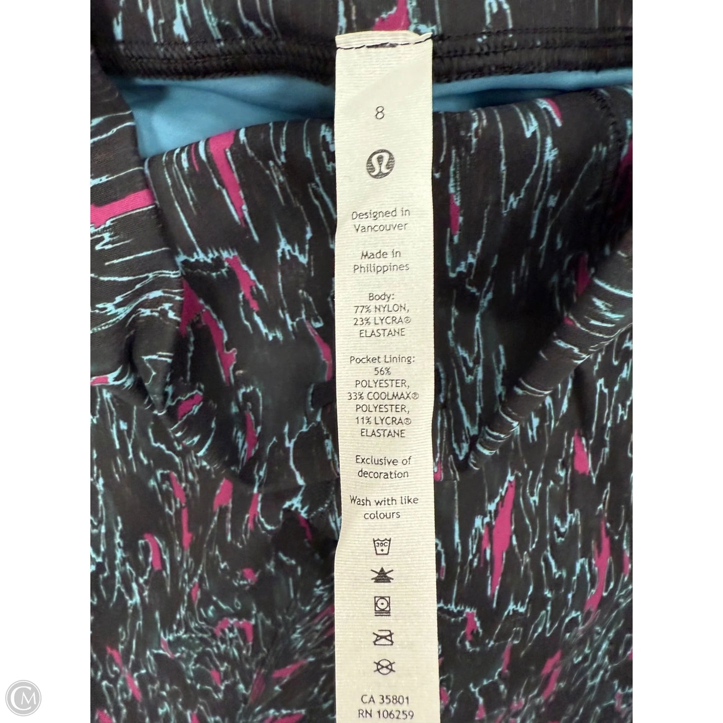 Athletic Leggings By Lululemon In Black & Blue, Size: 8