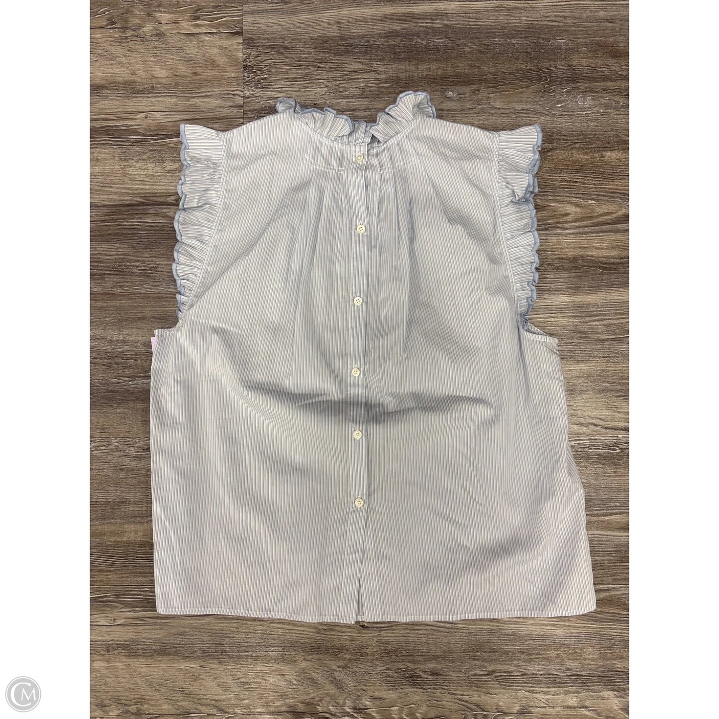 Top Short Sleeve By Frame In Blue & White, Size: L