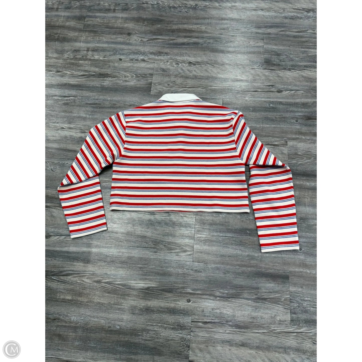 Top Long Sleeve By Reformation In Blue & Red & White, Size: L