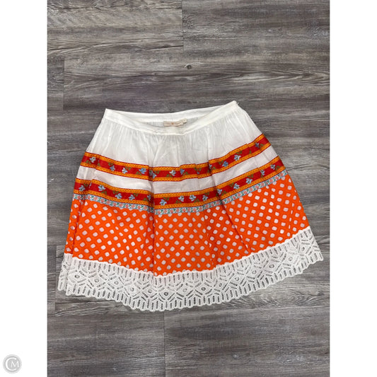 Skirt Designer By Tory Burch In Orange & White, Size: 6