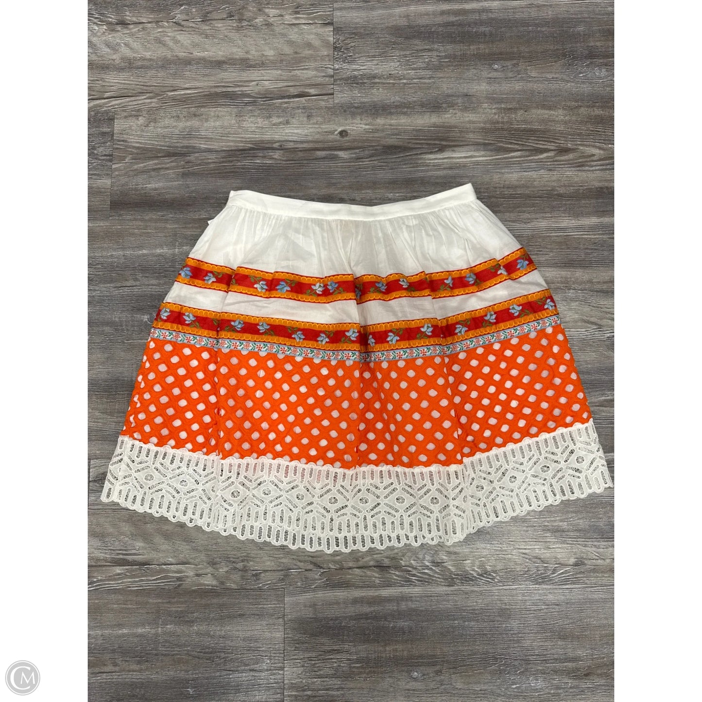 Skirt Designer By Tory Burch In Orange & White, Size: 6