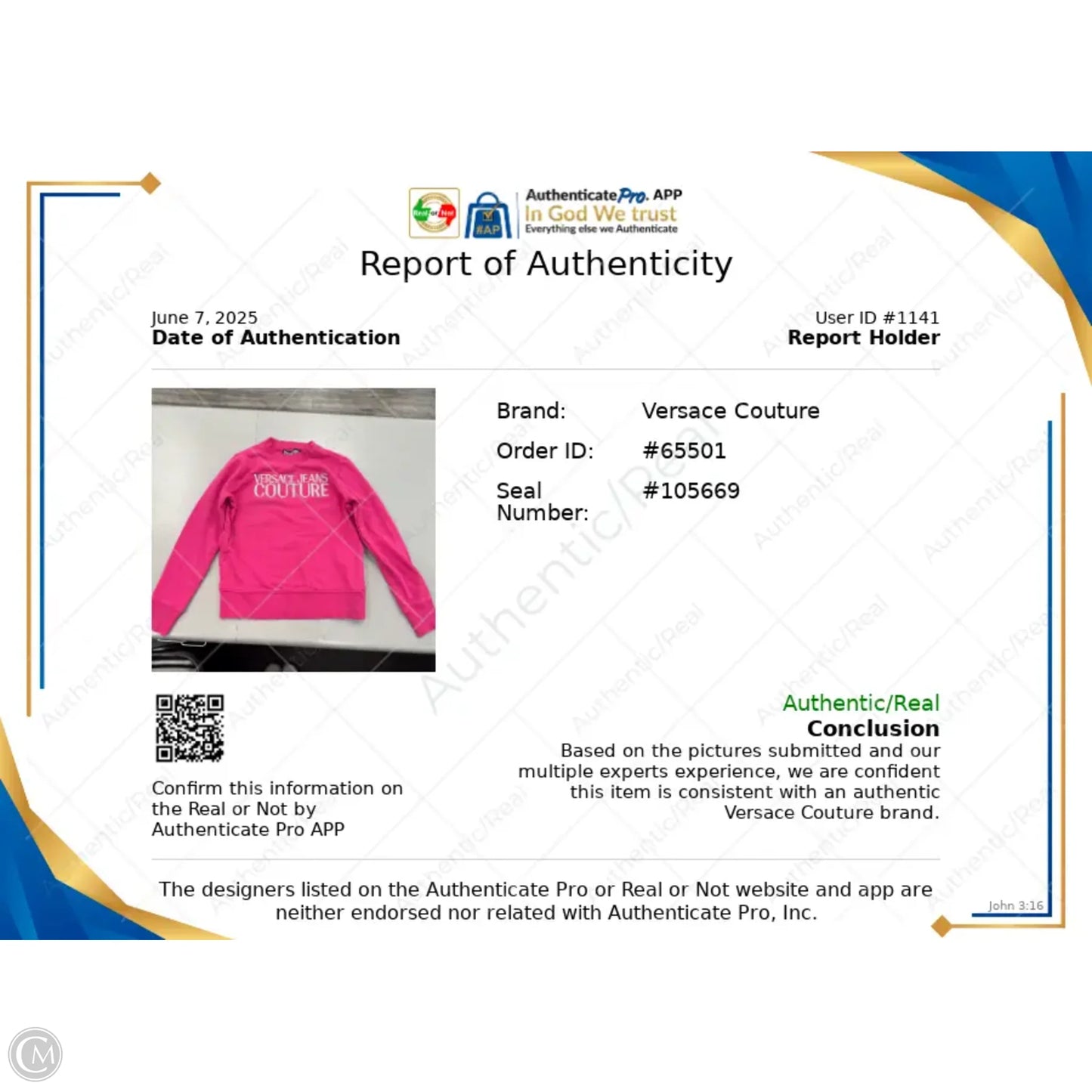 Sweatshirt Luxury Designer By Versace In Pink & White, Size: S