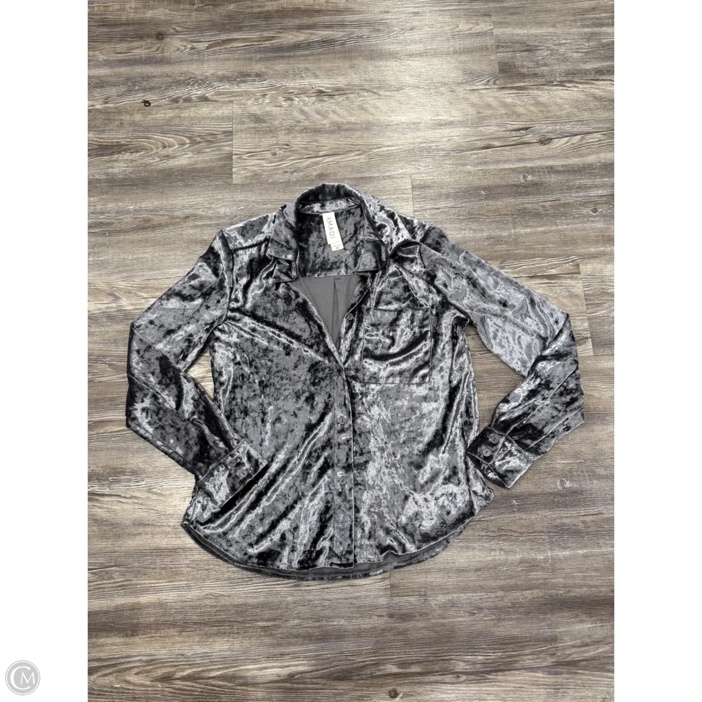 Top Long Sleeve By Amadi In Silver, Size: Xs