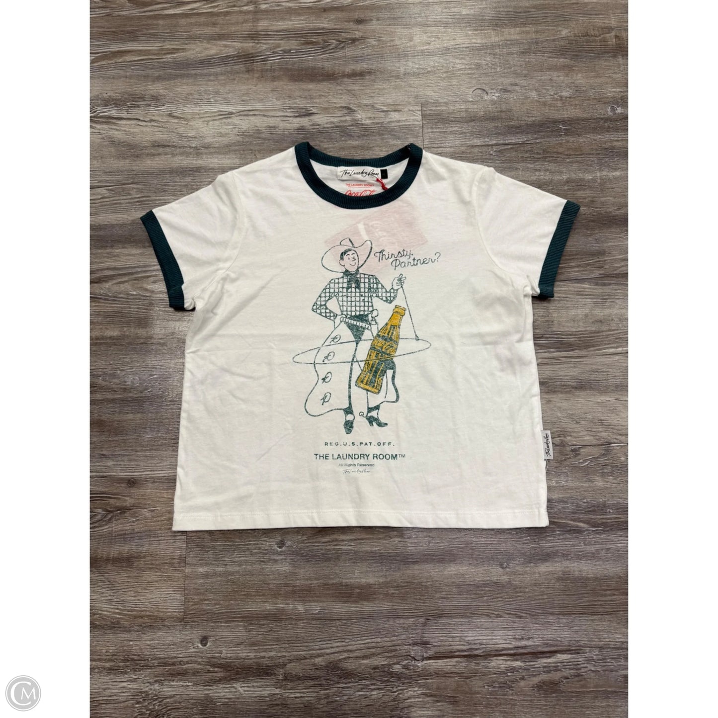 Top Short Sleeve By The Laundry Room In Green & White, Size: Xs