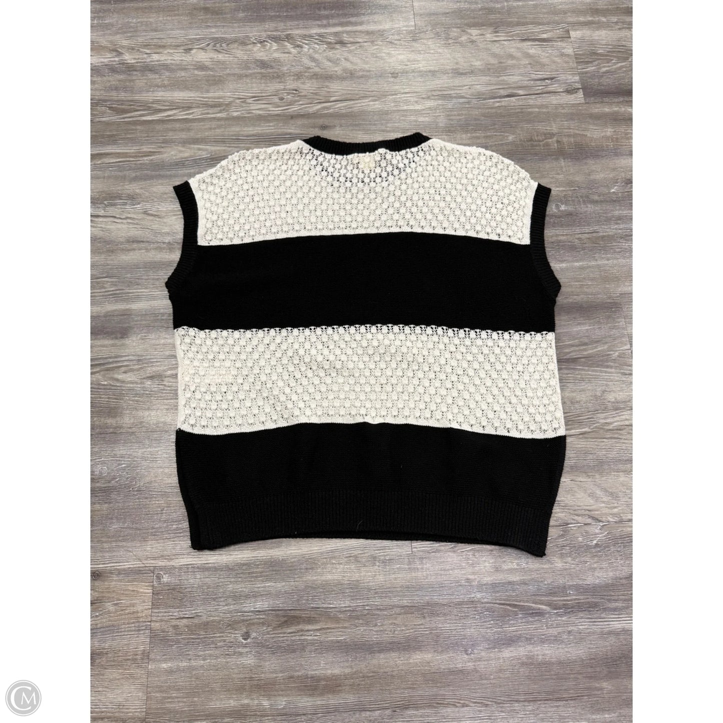 Sweater Short Sleeve By Maeve In Black & White, Size: M
