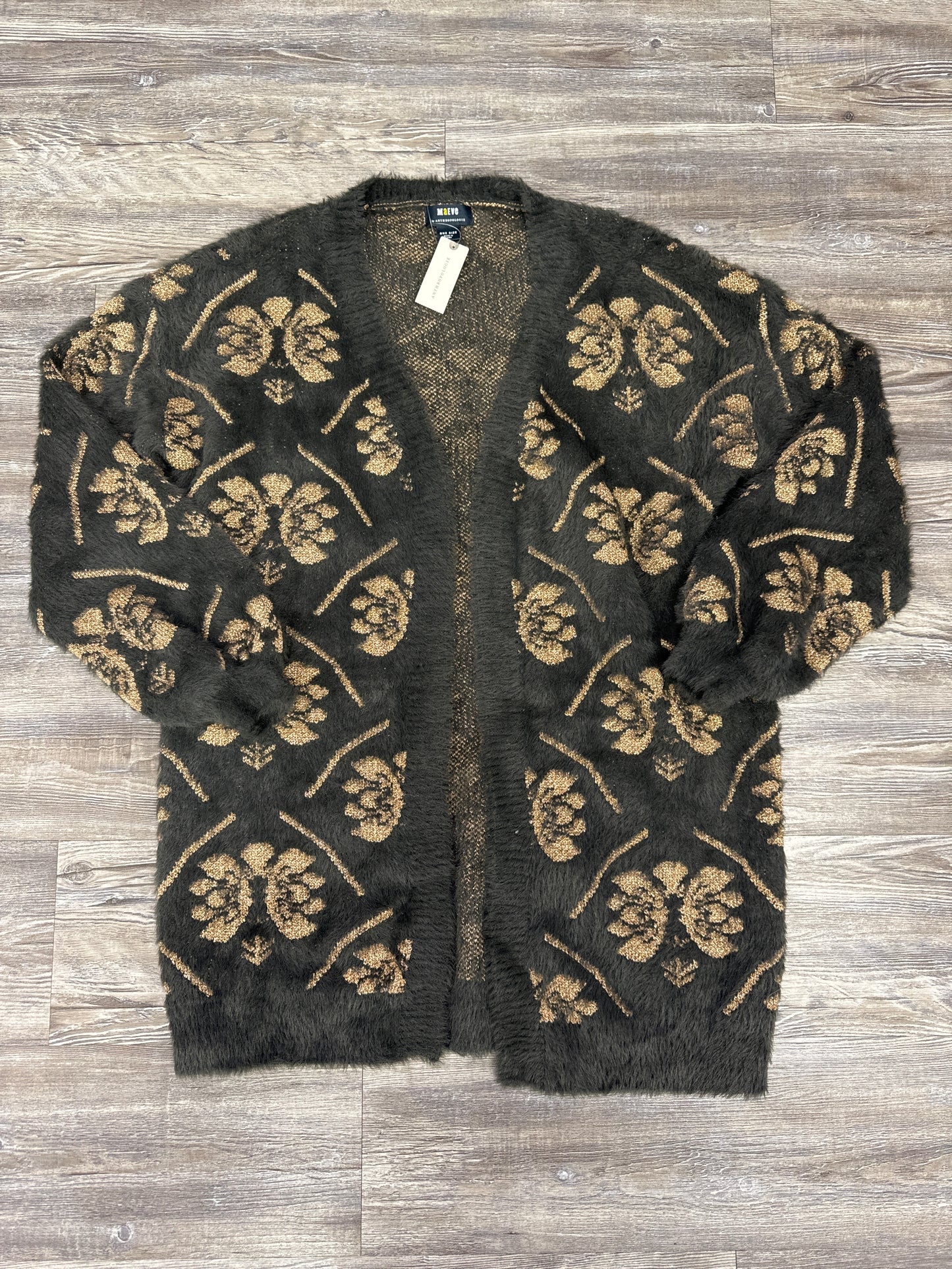 Sweater Cardigan By Maeve In Gold & Grey, Size: Osfm