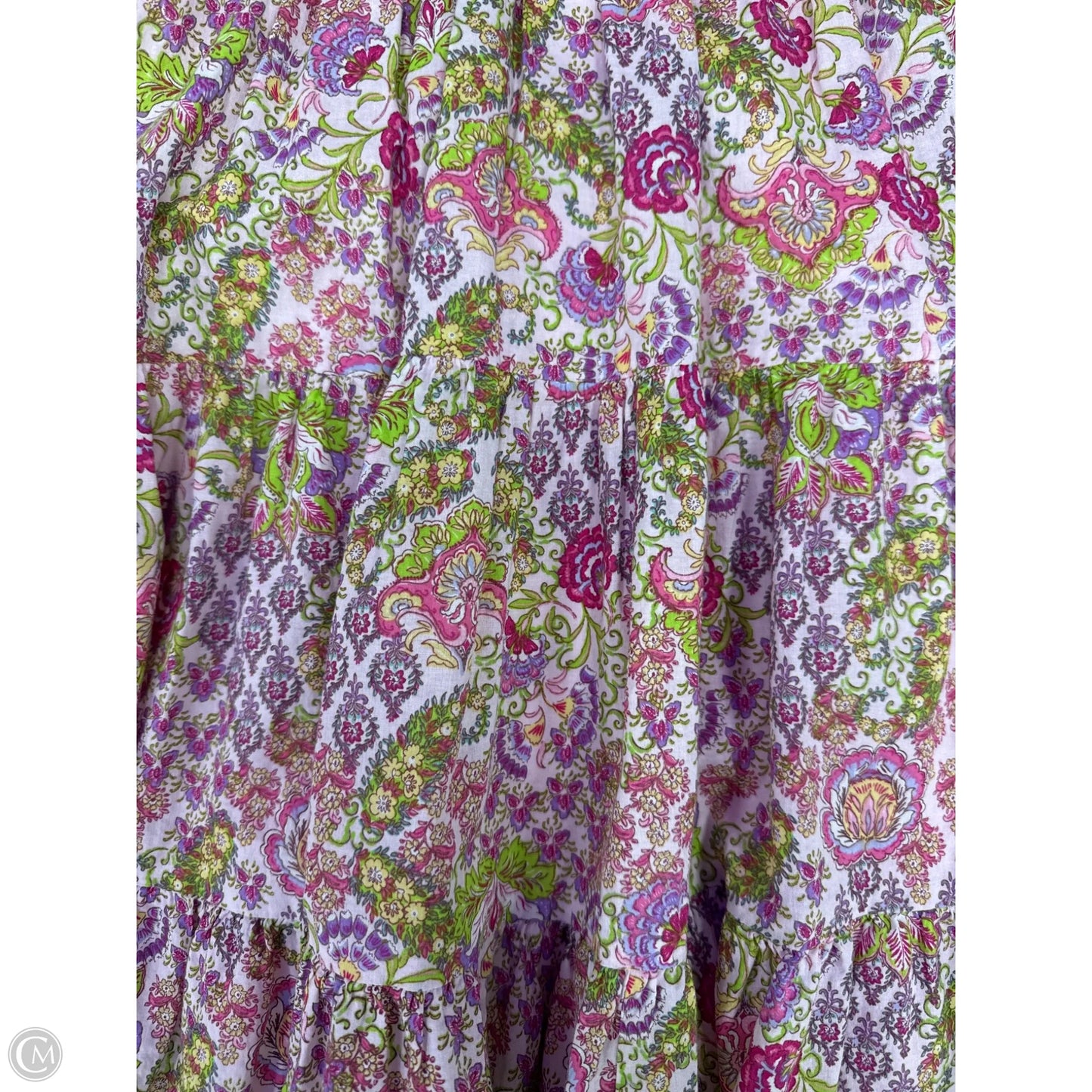 Dress Casual Midi By Taylor In Green & Pink, Size: L