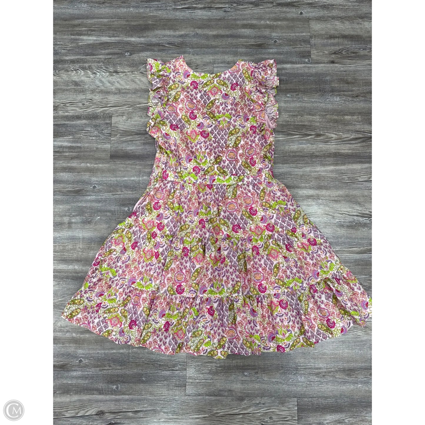 Dress Casual Midi By Taylor In Green & Pink, Size: L