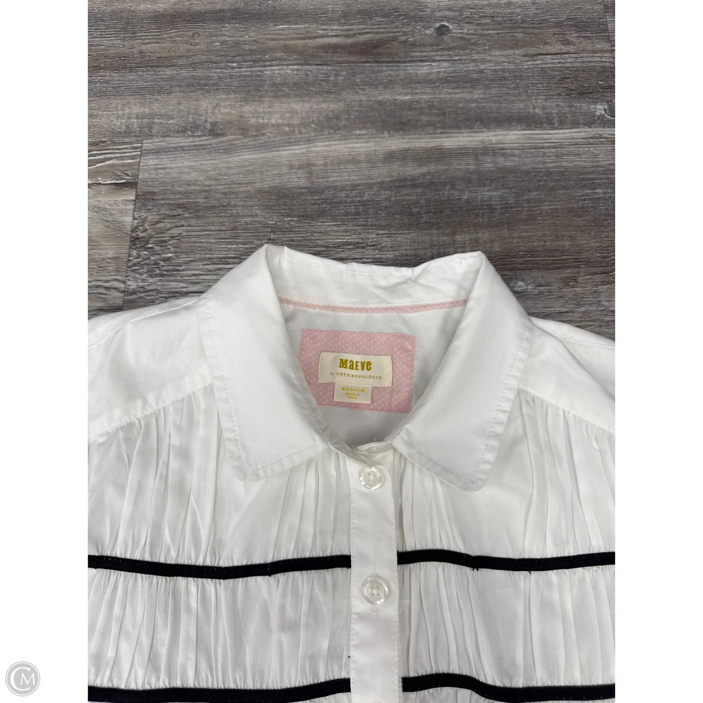 Top Short Sleeve By Maeve In Black & White, Size: M