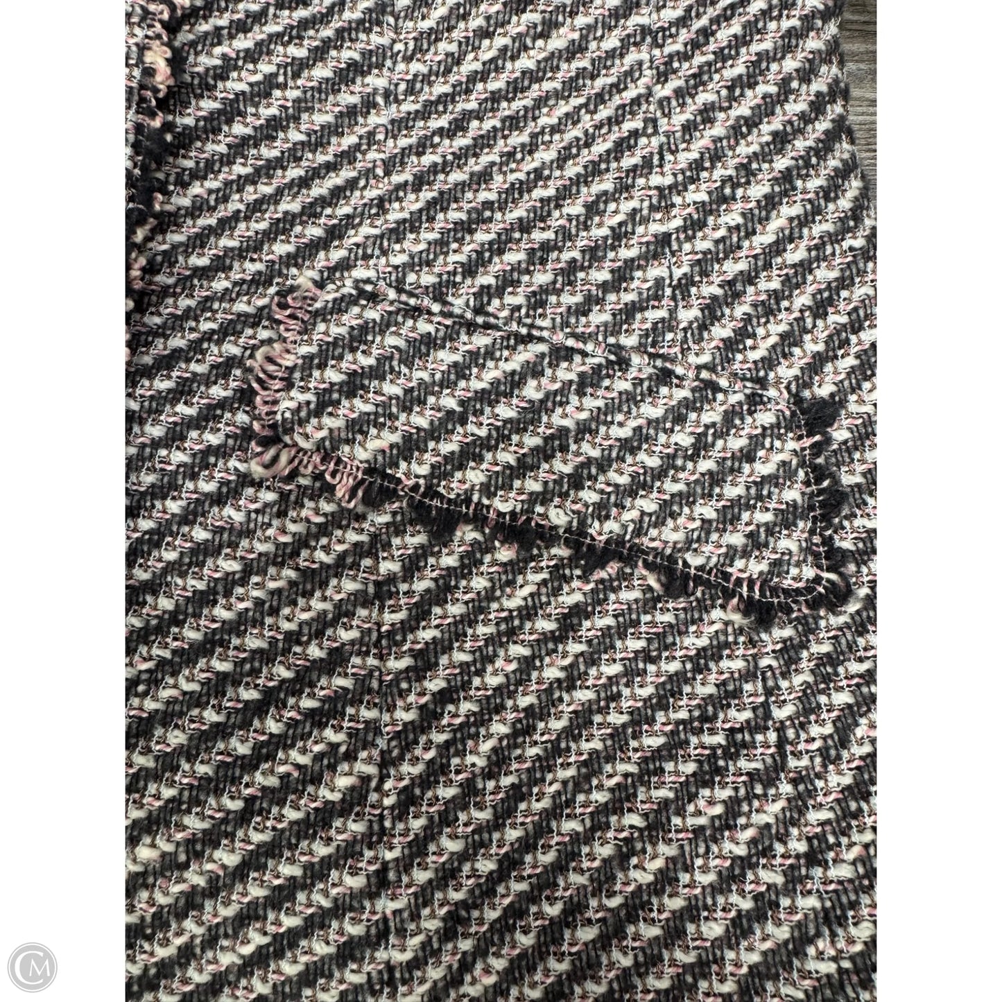 Blazer Designer By Rena Lange In Grey & Pink, Size: L