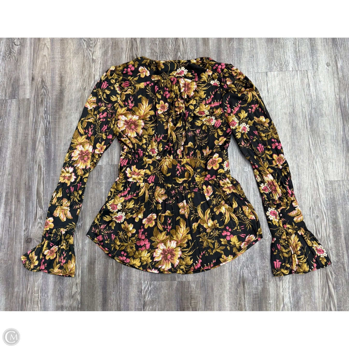 Top Long Sleeve By Anthropologie In Black & Yellow, Size: Xs