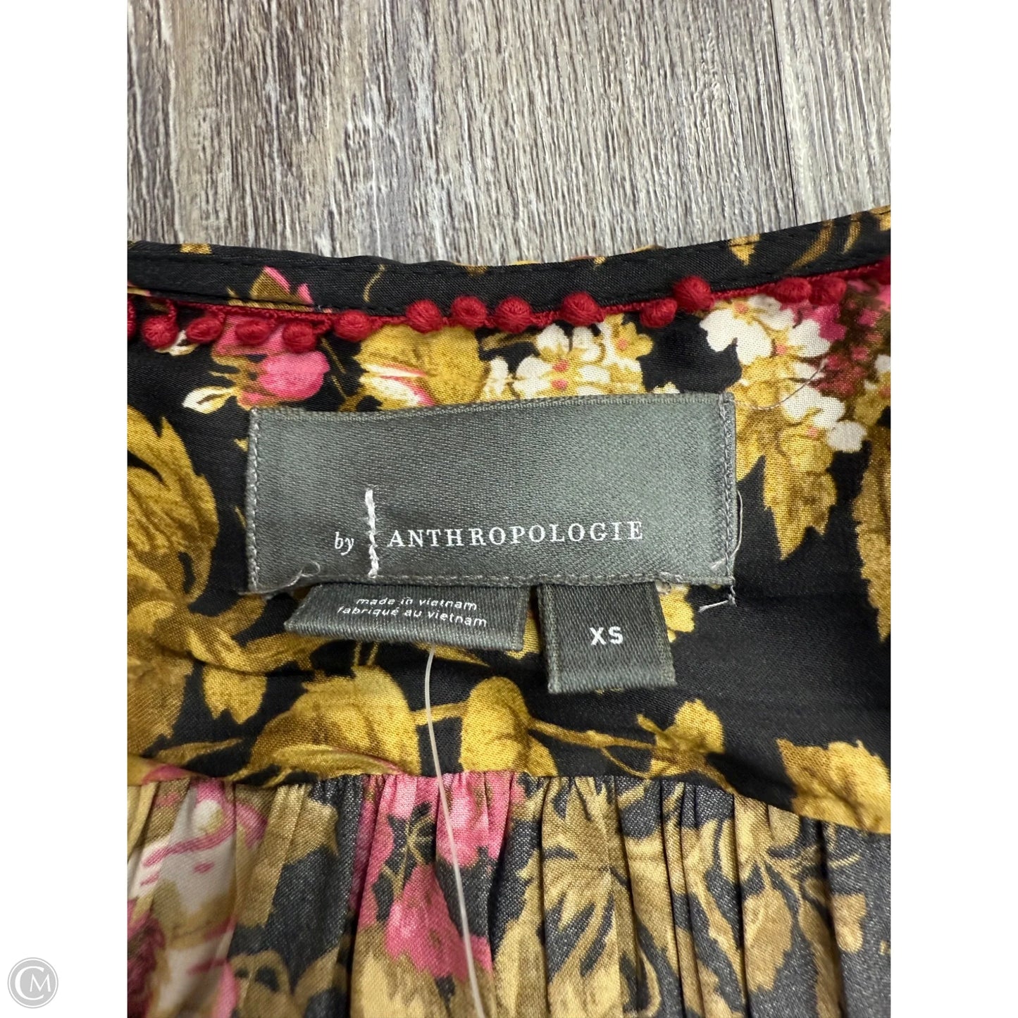 Top Long Sleeve By Anthropologie In Black & Yellow, Size: Xs