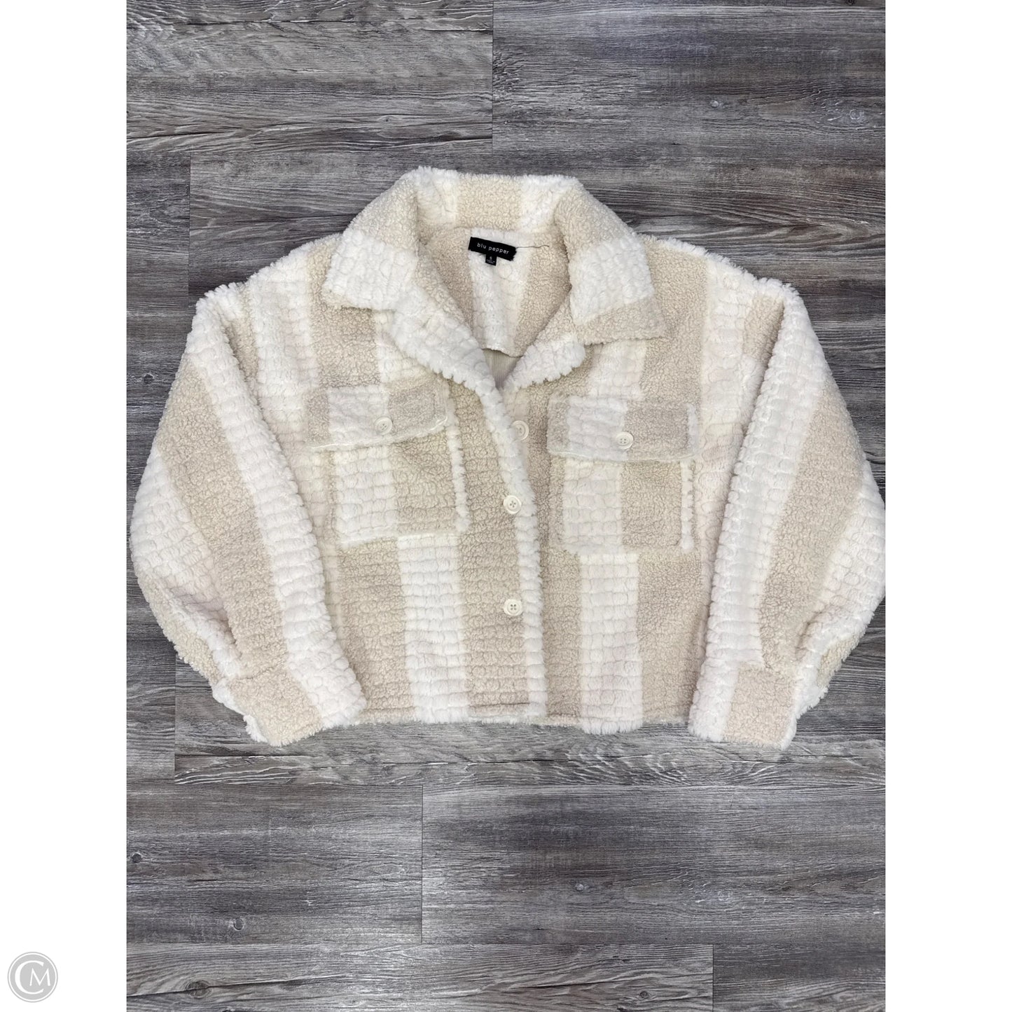 Coat Faux Fur & Sherpa By Blu Pepper In Beige, Size: S