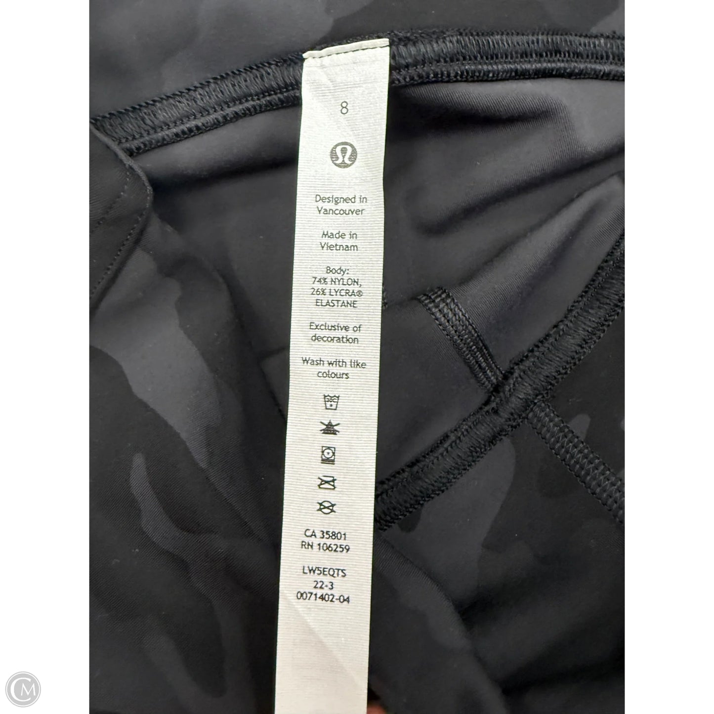 Athletic Leggings By Lululemon In Camouflage Print, Size: 8