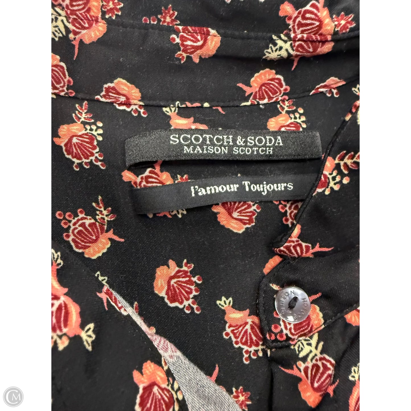 Top Long Sleeve By Scotch & Soda In Black & Pink, Size: S