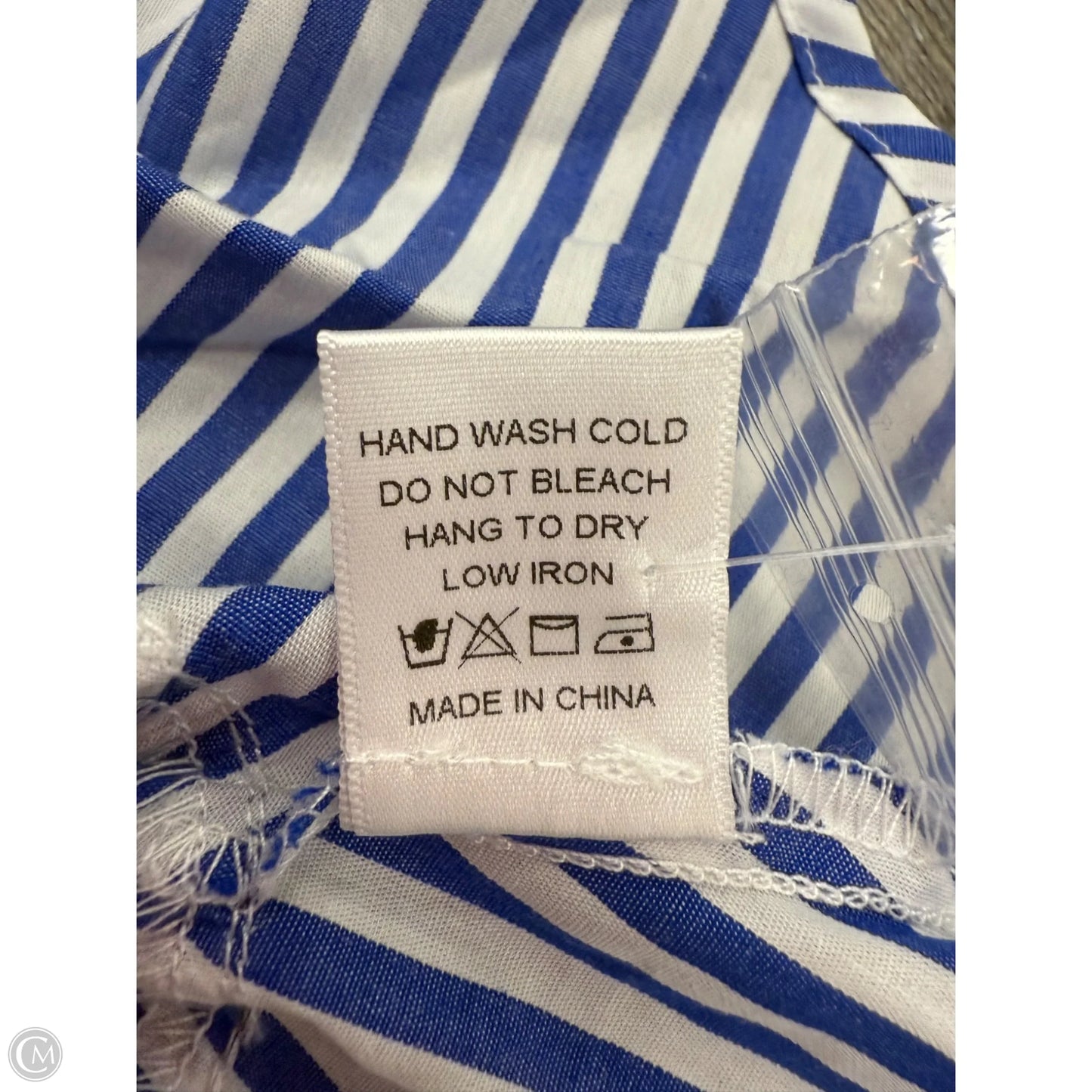 Top Sleeveless By Pomander In Blue & White, Size: L