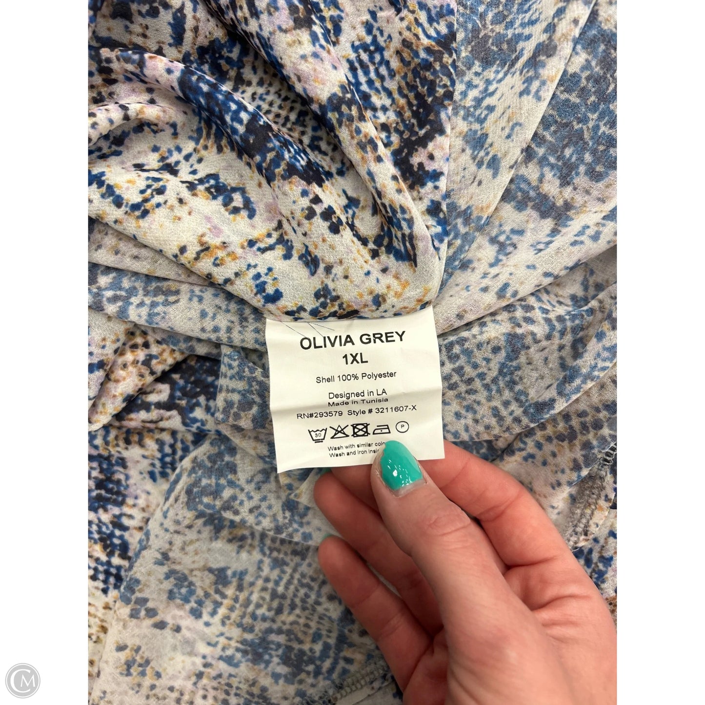 Top Long Sleeve By Olivia Grey In Snakeskin Print, Size: Xl