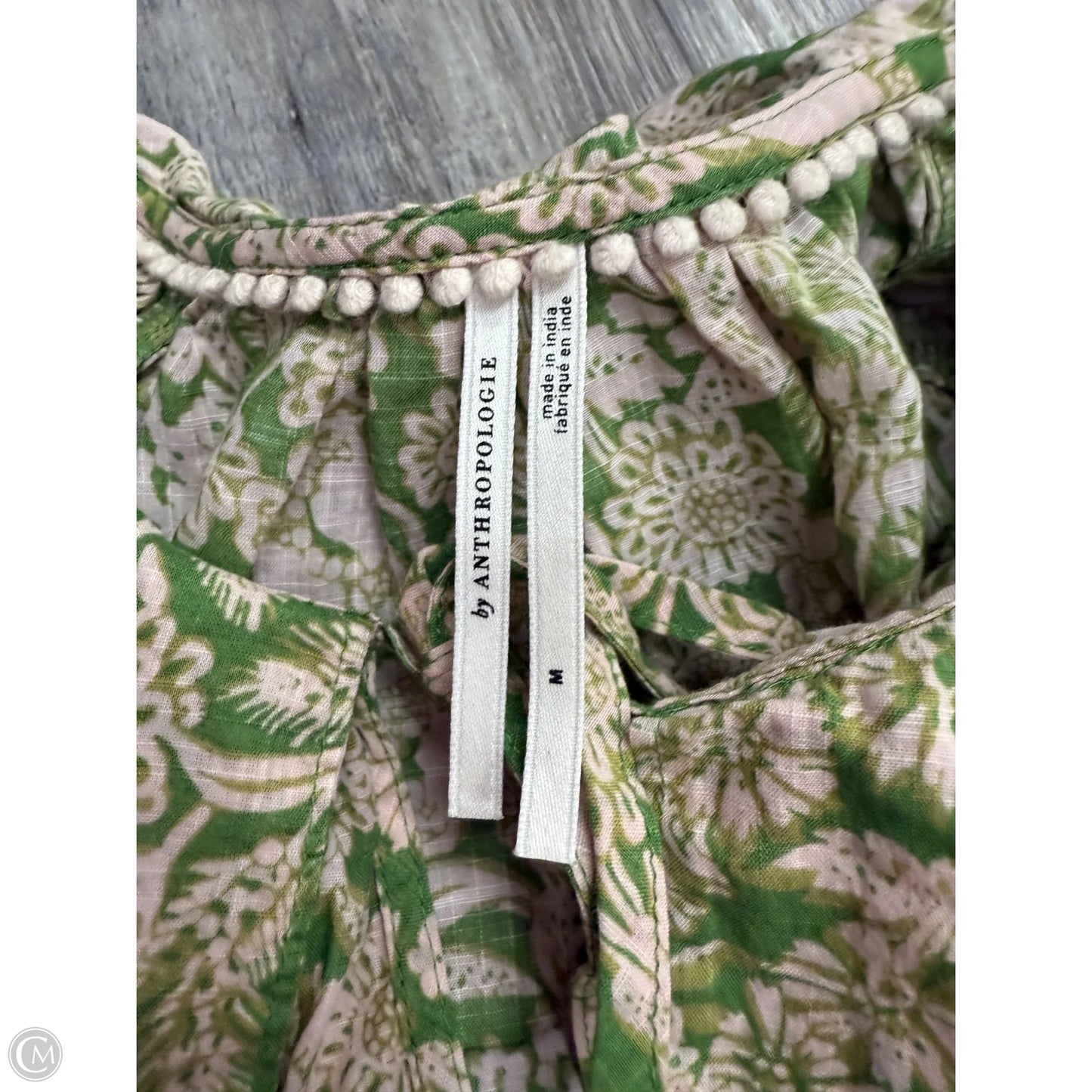 Top Long Sleeve By Anthropologie In Green & Tan, Size: M