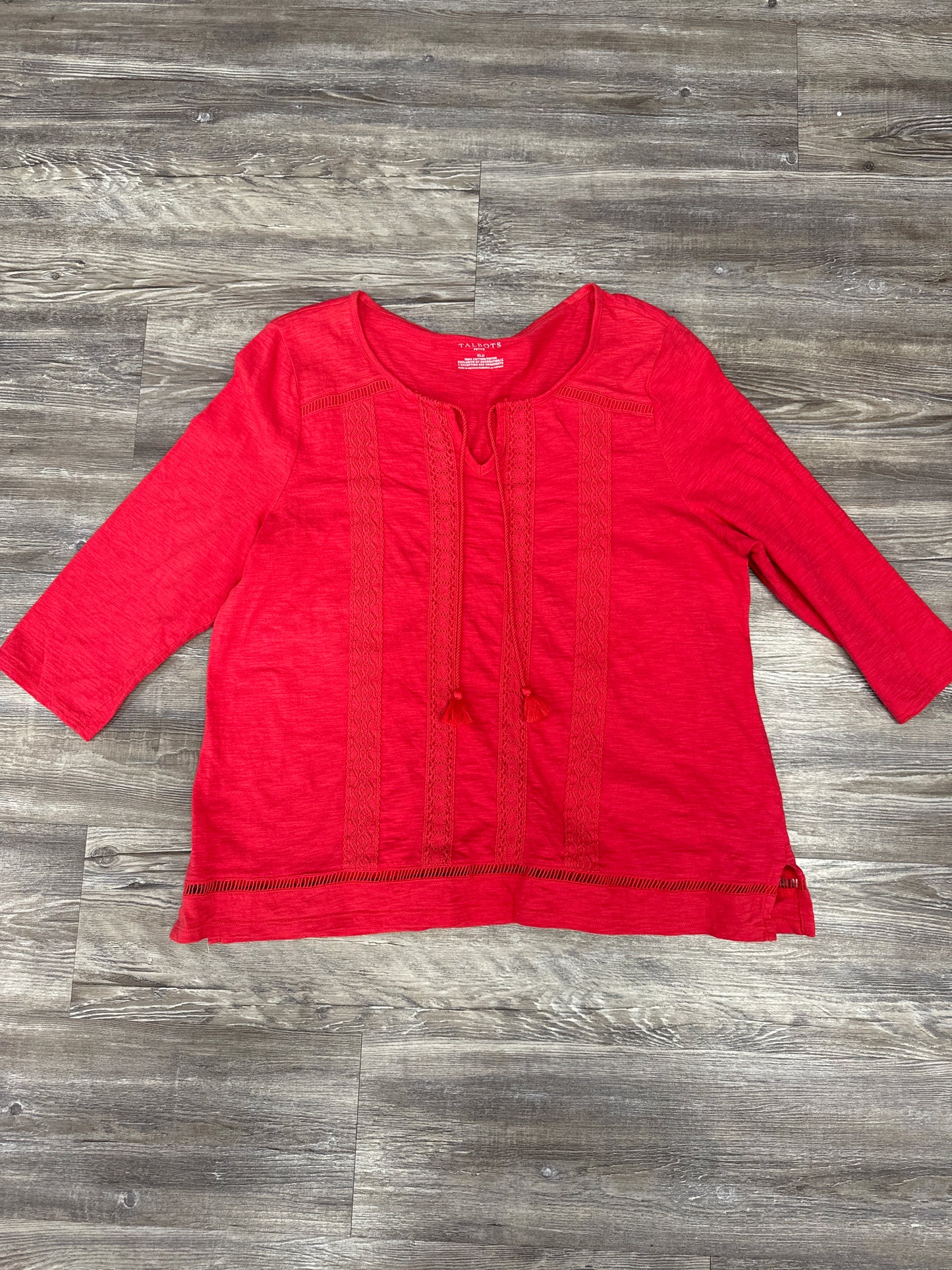 Top 3/4 Sleeve By Talbots In Red, Size: Petite Xl