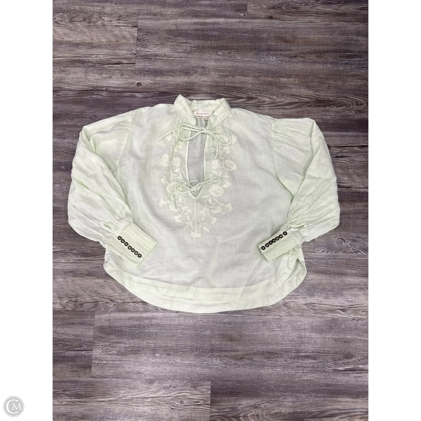 Top Long Sleeve By Anthropologie In Green, Size: S