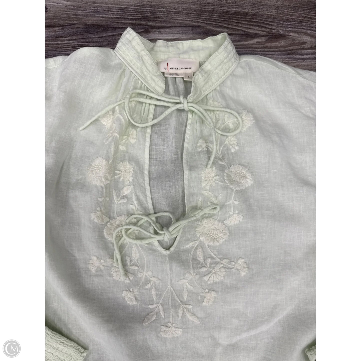 Top Long Sleeve By Anthropologie In Green, Size: S