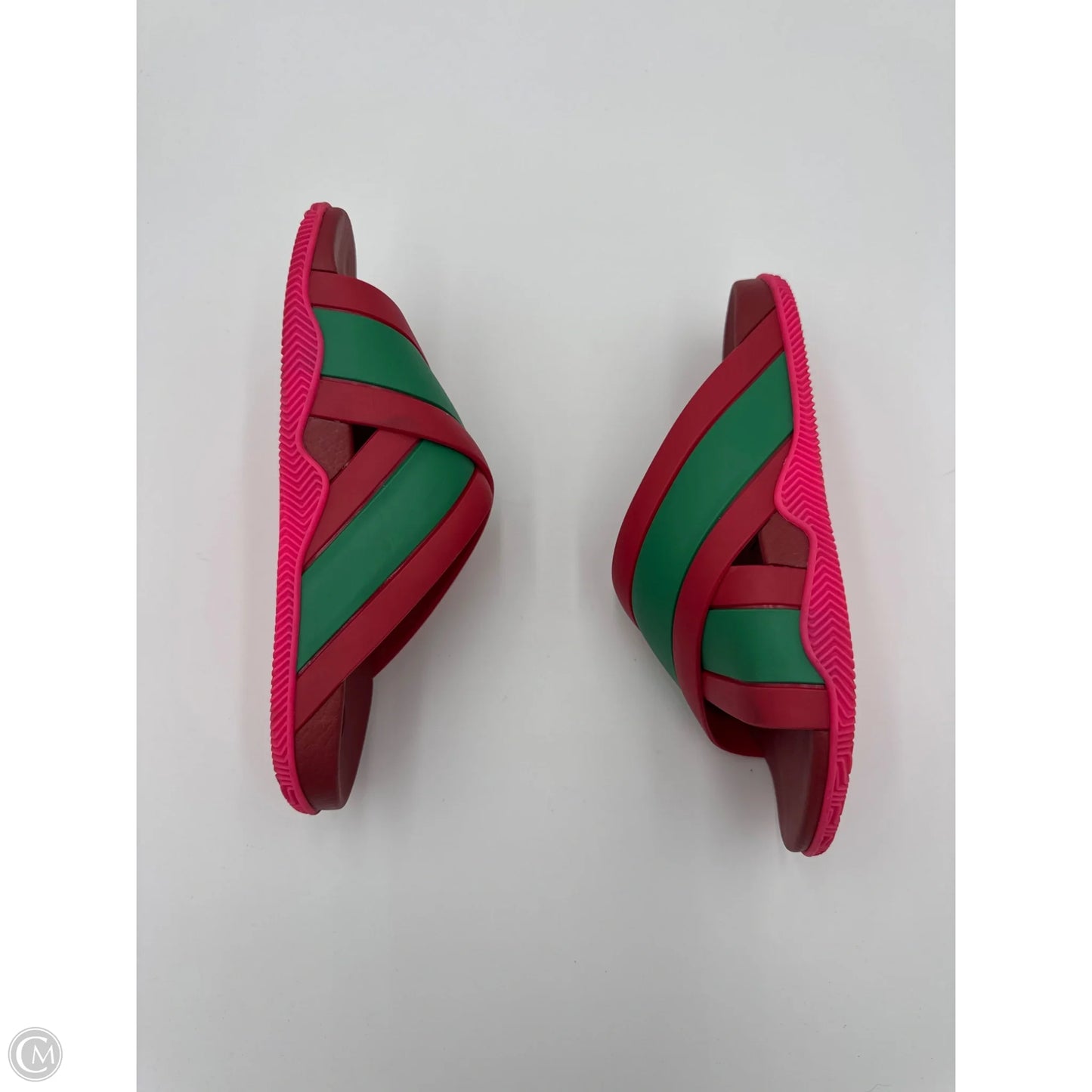 Sandals Luxury Designer By Gucci In Pink & Red, Size: 8.5