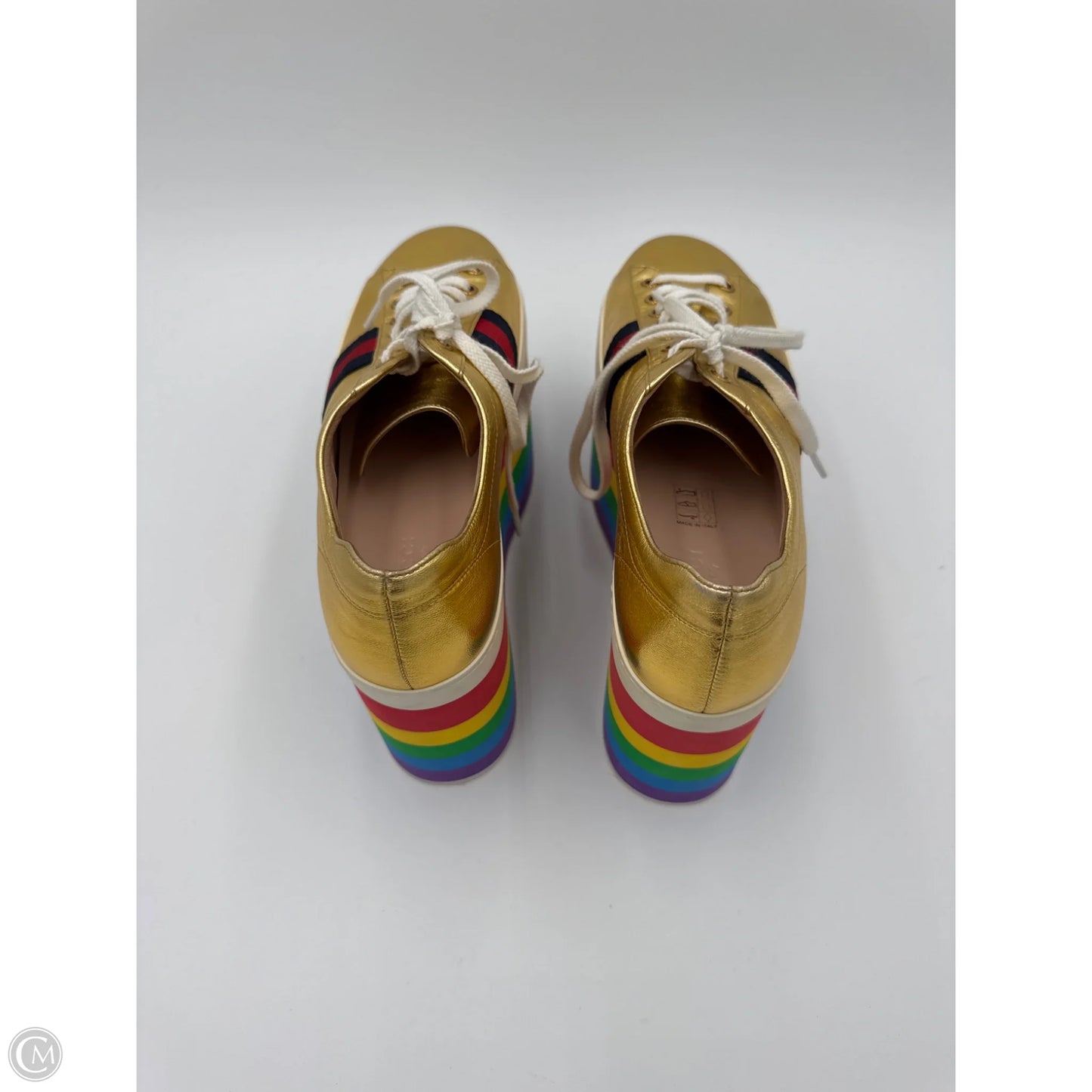 Shoes Luxury Designer By Gucci In Rainbow Print, Size: 8