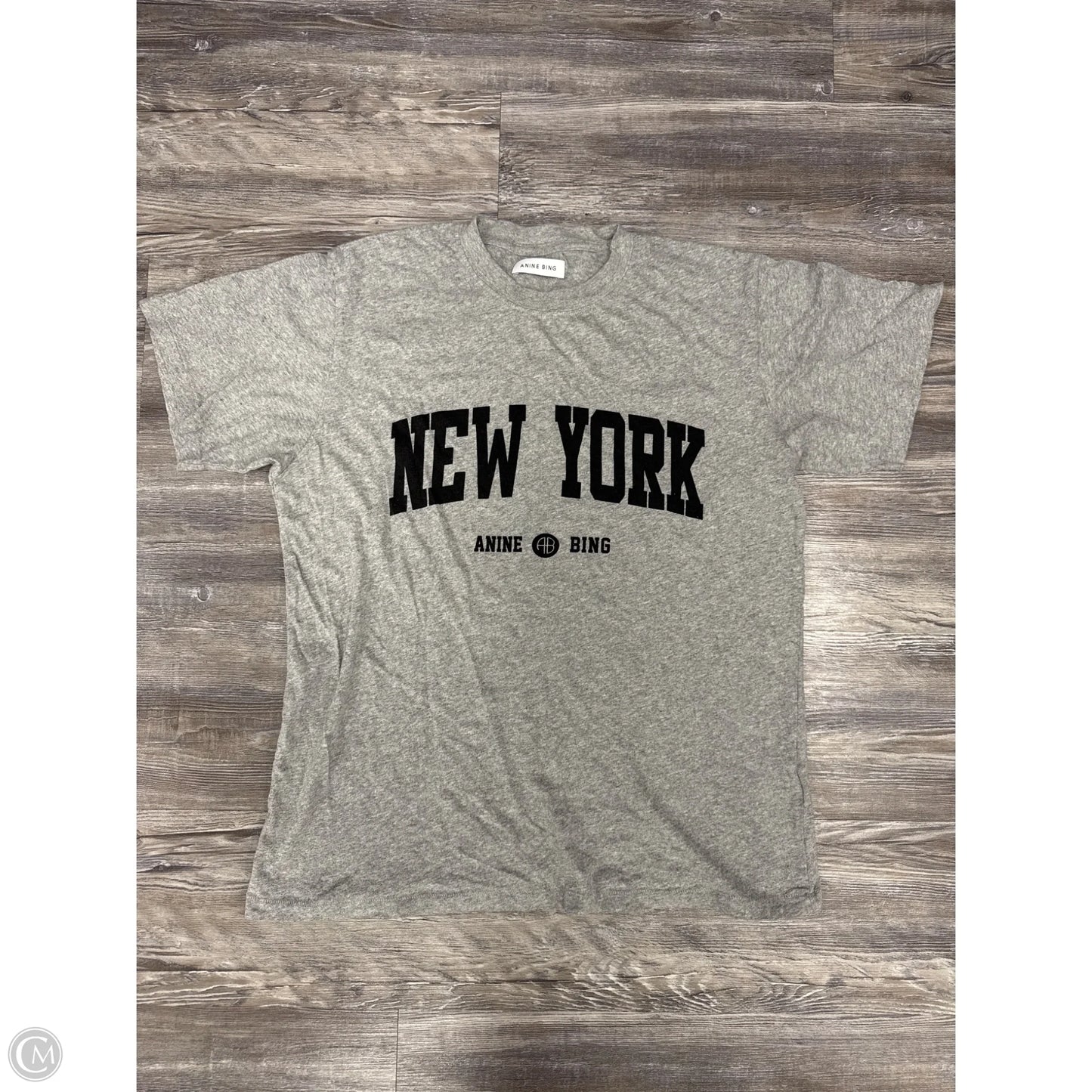Top Short Sleeve Designer By Anine Bing In Grey, Size: M