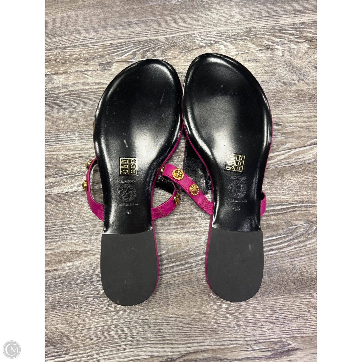 Sandals Luxury Designer By Versace In Purple, Size: 10