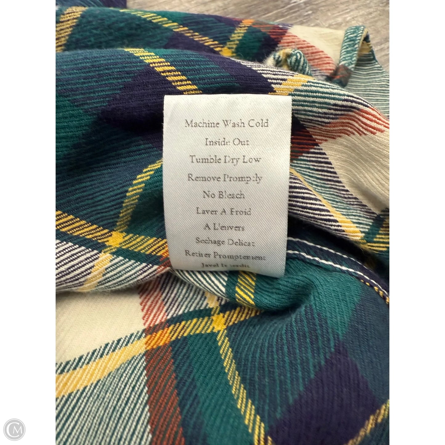 Top Long Sleeve Designer By Frank And Eileen In Plaid Pattern, Size: S