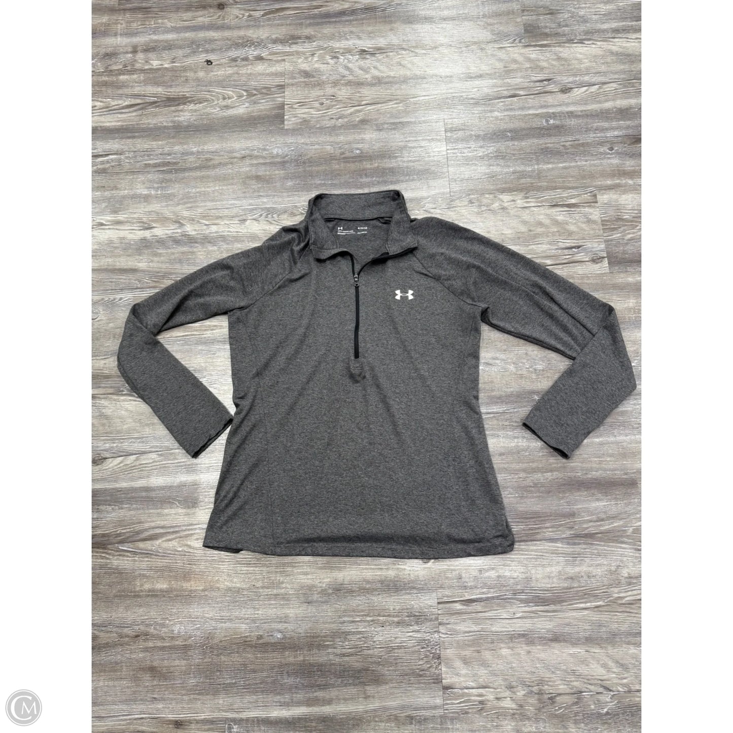 Athletic Top Long Sleeve Collar By Under Armour In Grey, Size: L