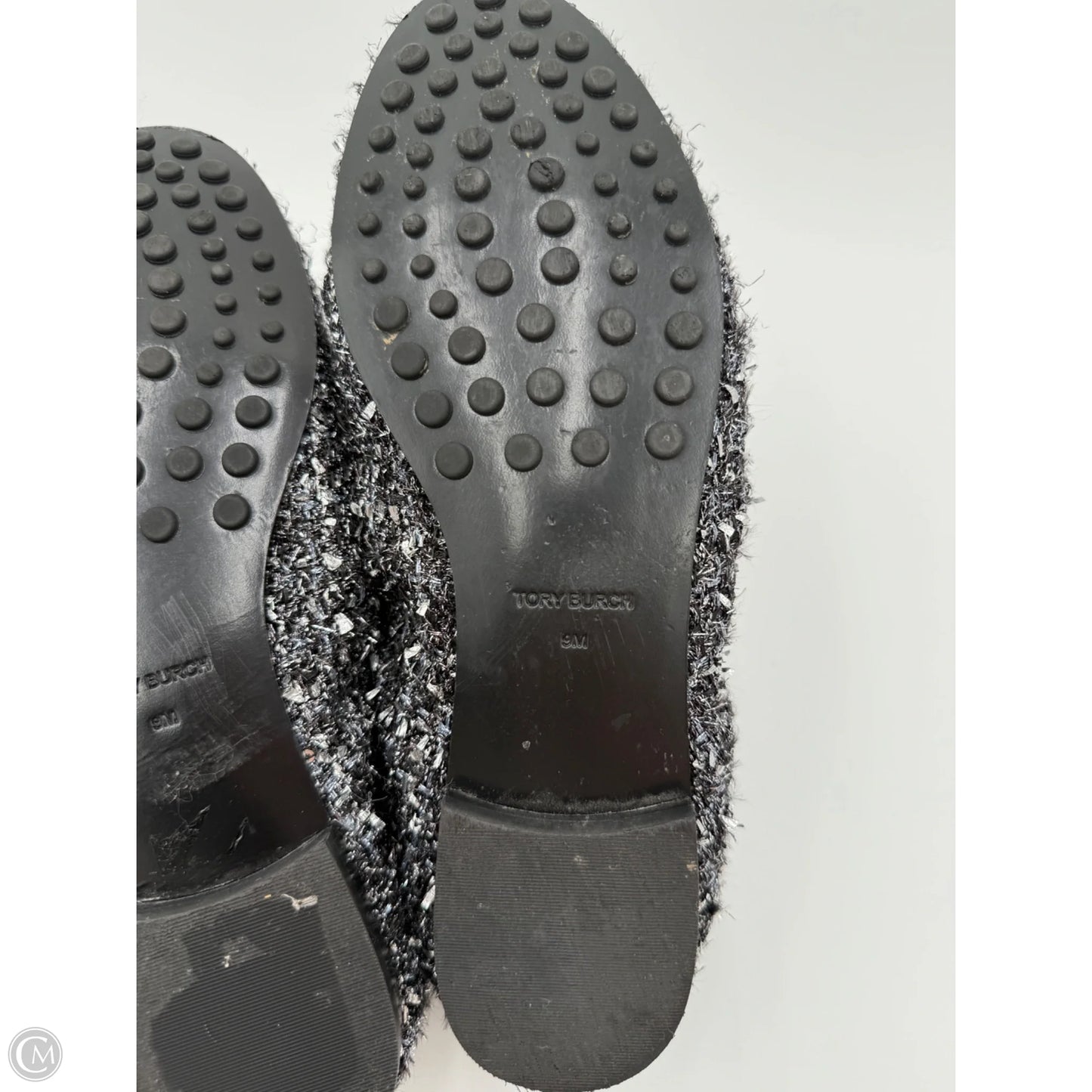 Shoes Designer By Tory Burch In Black & Silver, Size: 9