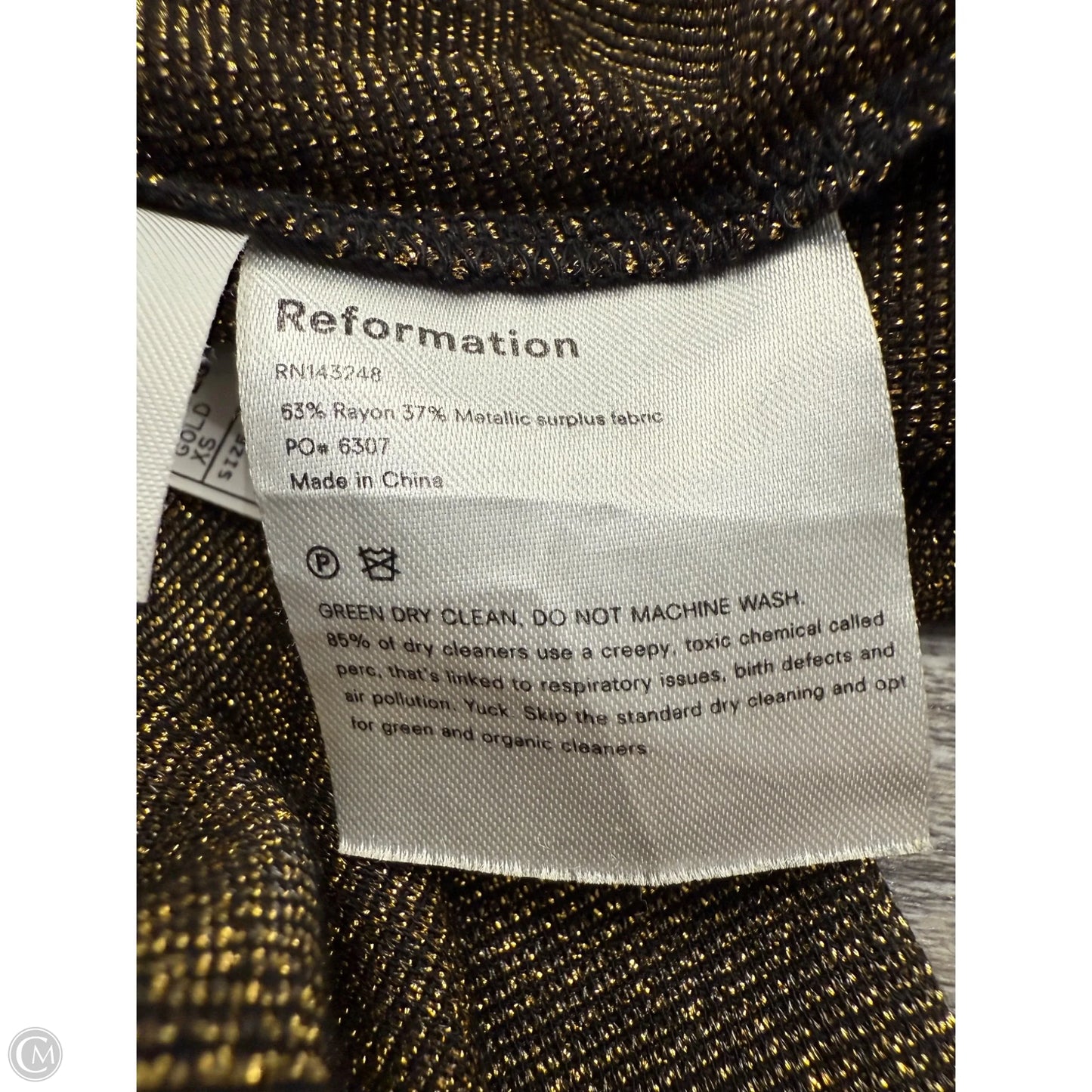 Top Long Sleeve By Reformation In Gold, Size: Xs