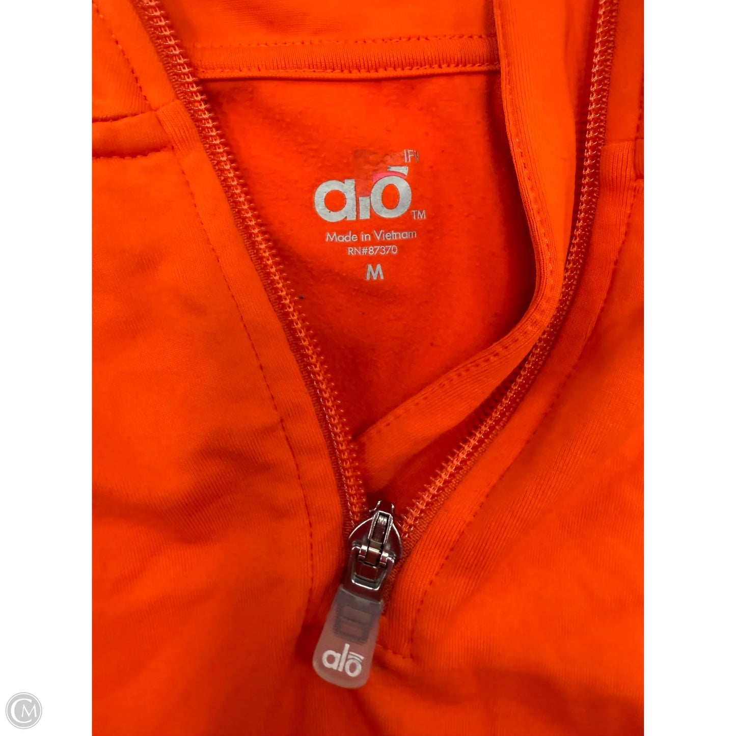 Athletic Top Long Sleeve Collar By Alo In Orange, Size: M